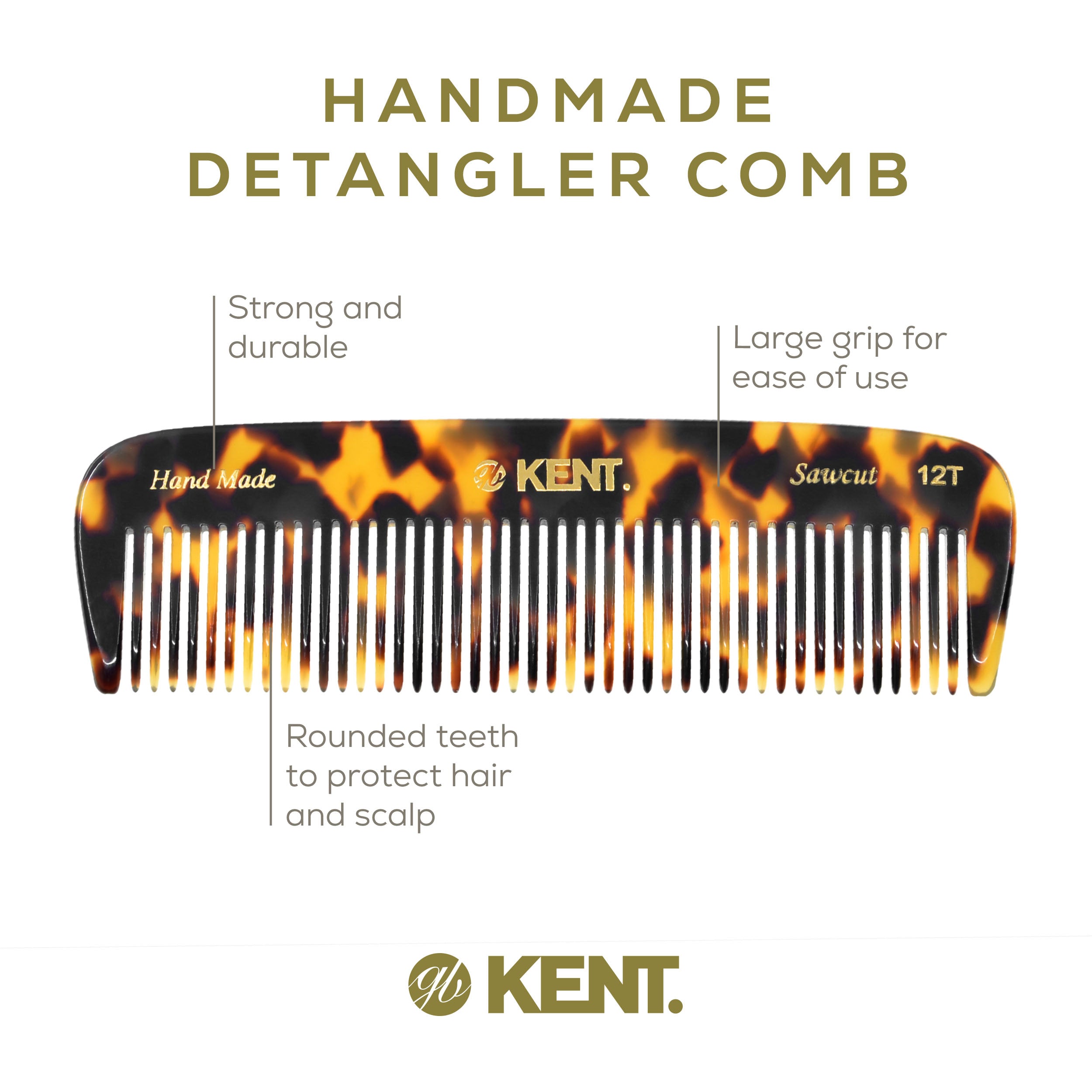 5.7" Handmade Wide Tooth Detangling Comb