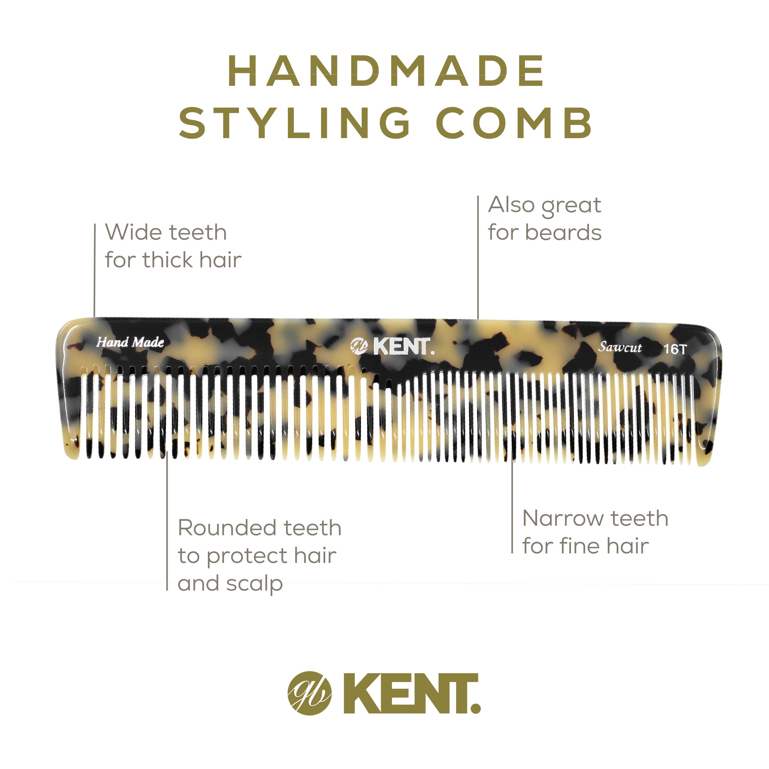 7.2" Handmade Fine and Wide Tooth Detangling Comb