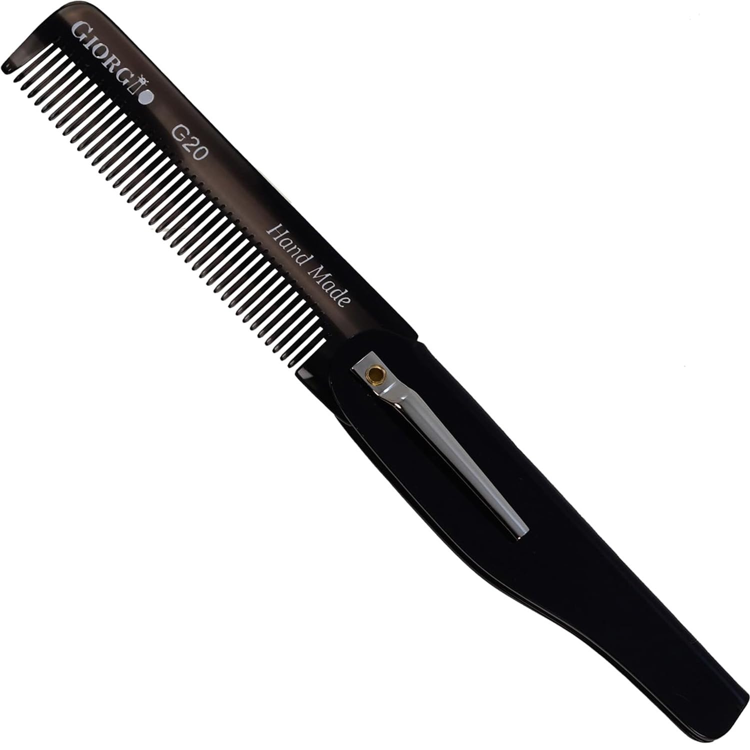 6.5" Handmade Fine Tooth Folding Pocket Comb with Clip