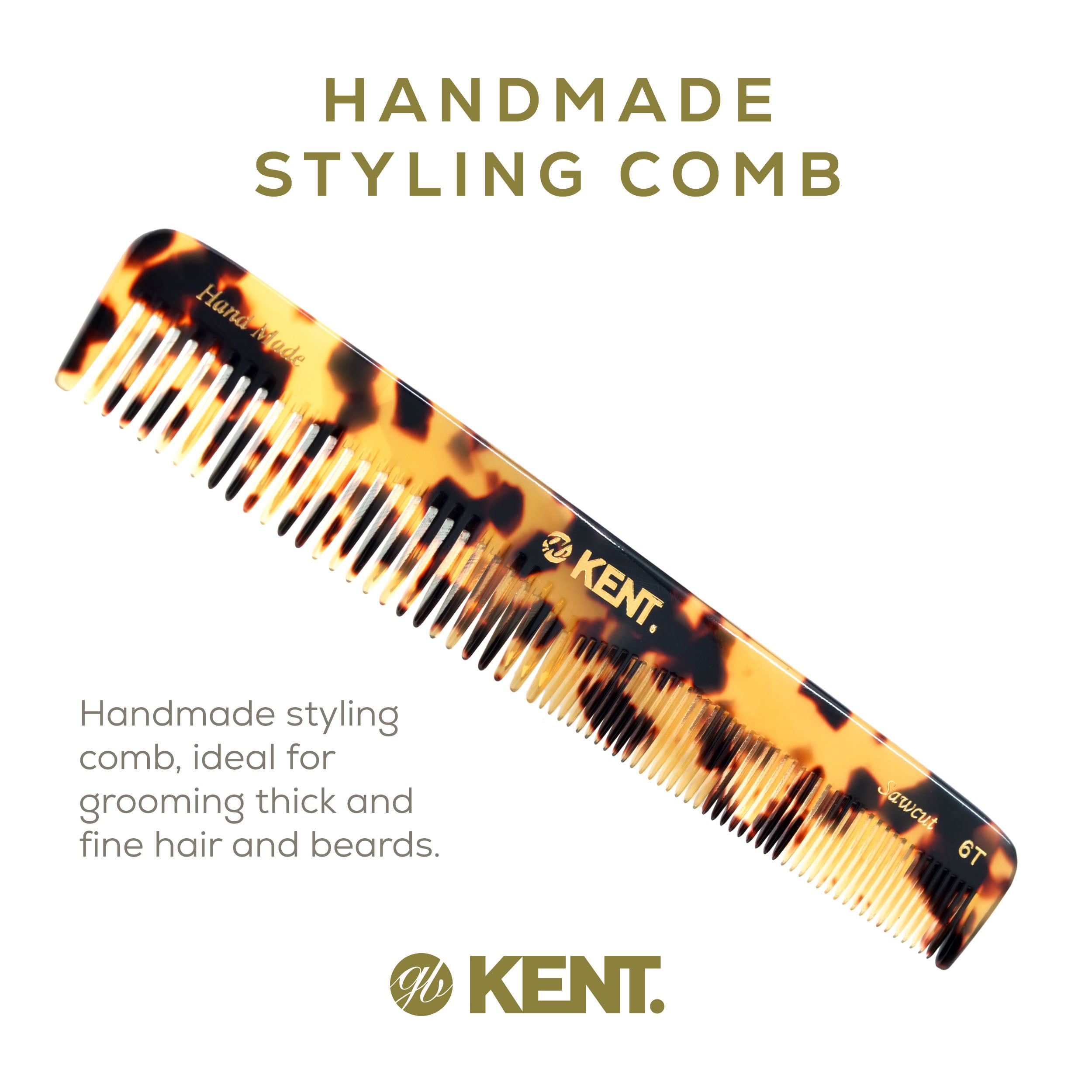 6.9" Handmade Fine and Wide Tooth Dressing Comb