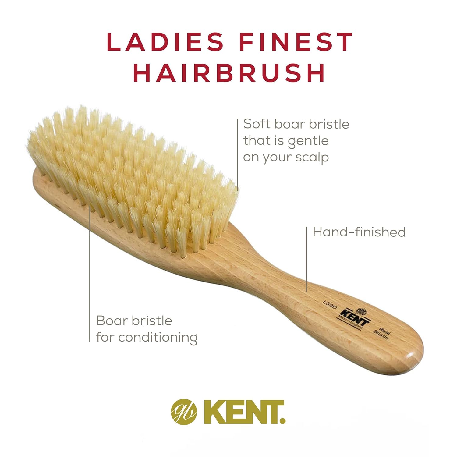 Ladies Finest Soft White Boar Bristle Narrow Hair Brush