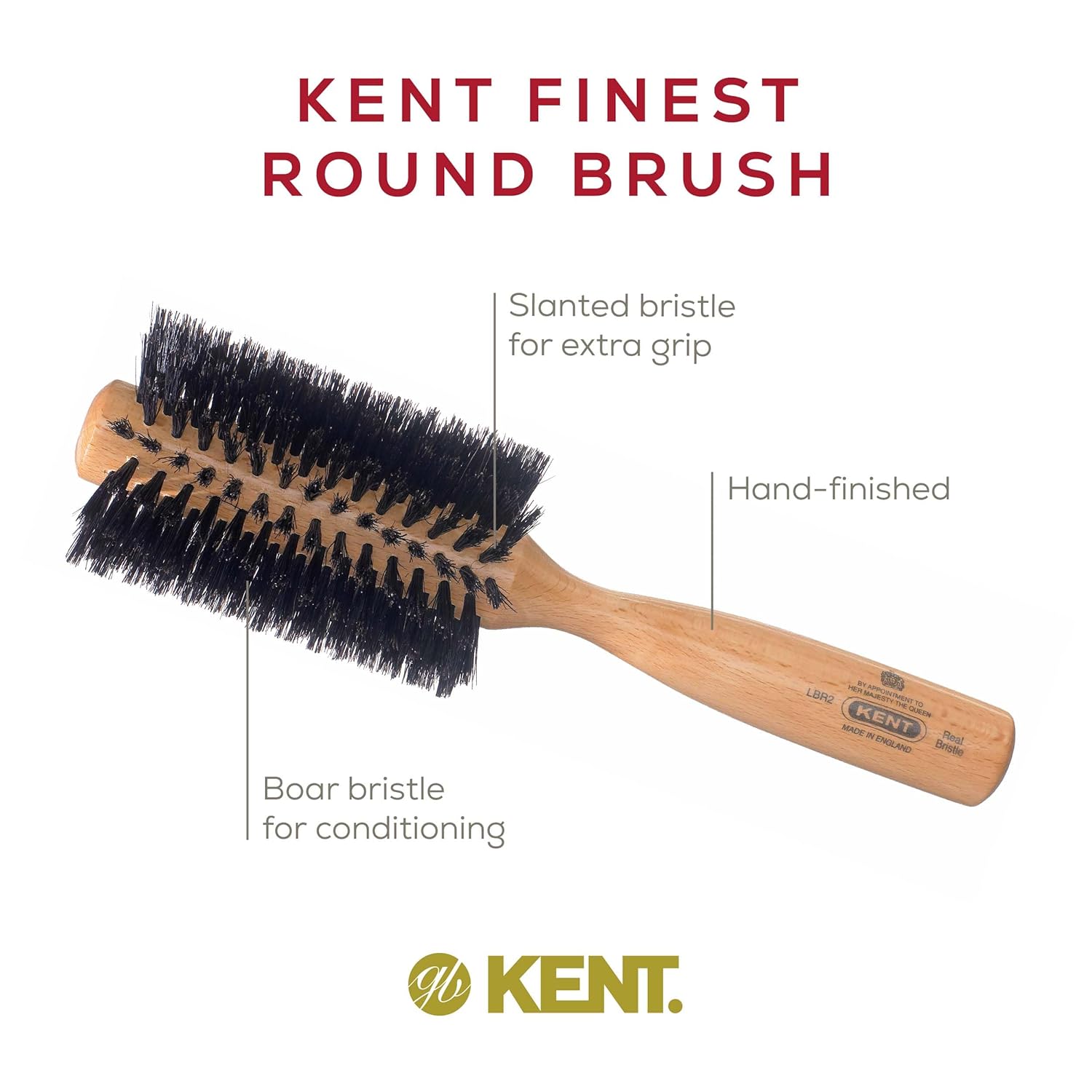Ladies Finest Black Boar Bristle Medium Round Hair Brush