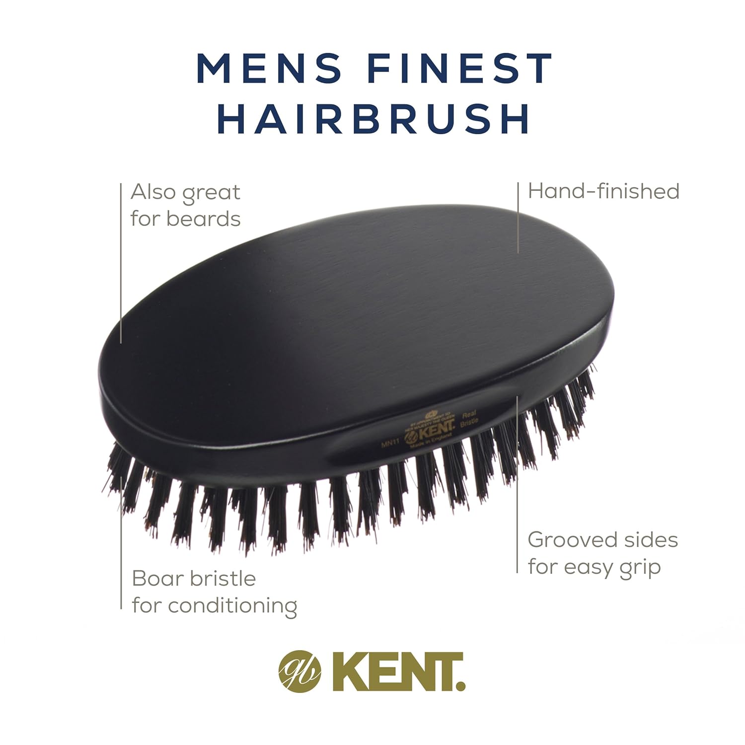 Kent MN11 Oval Ebony Wood Brush