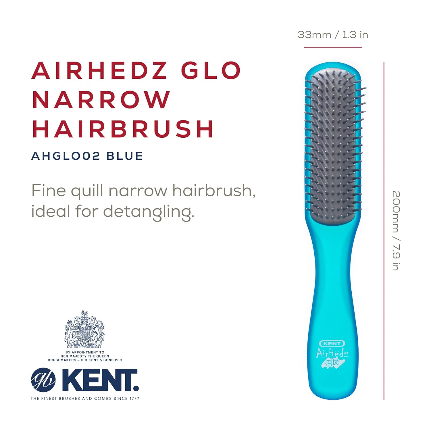 Airhedz Glo Half Round 9 Row Detangling Hair Brush