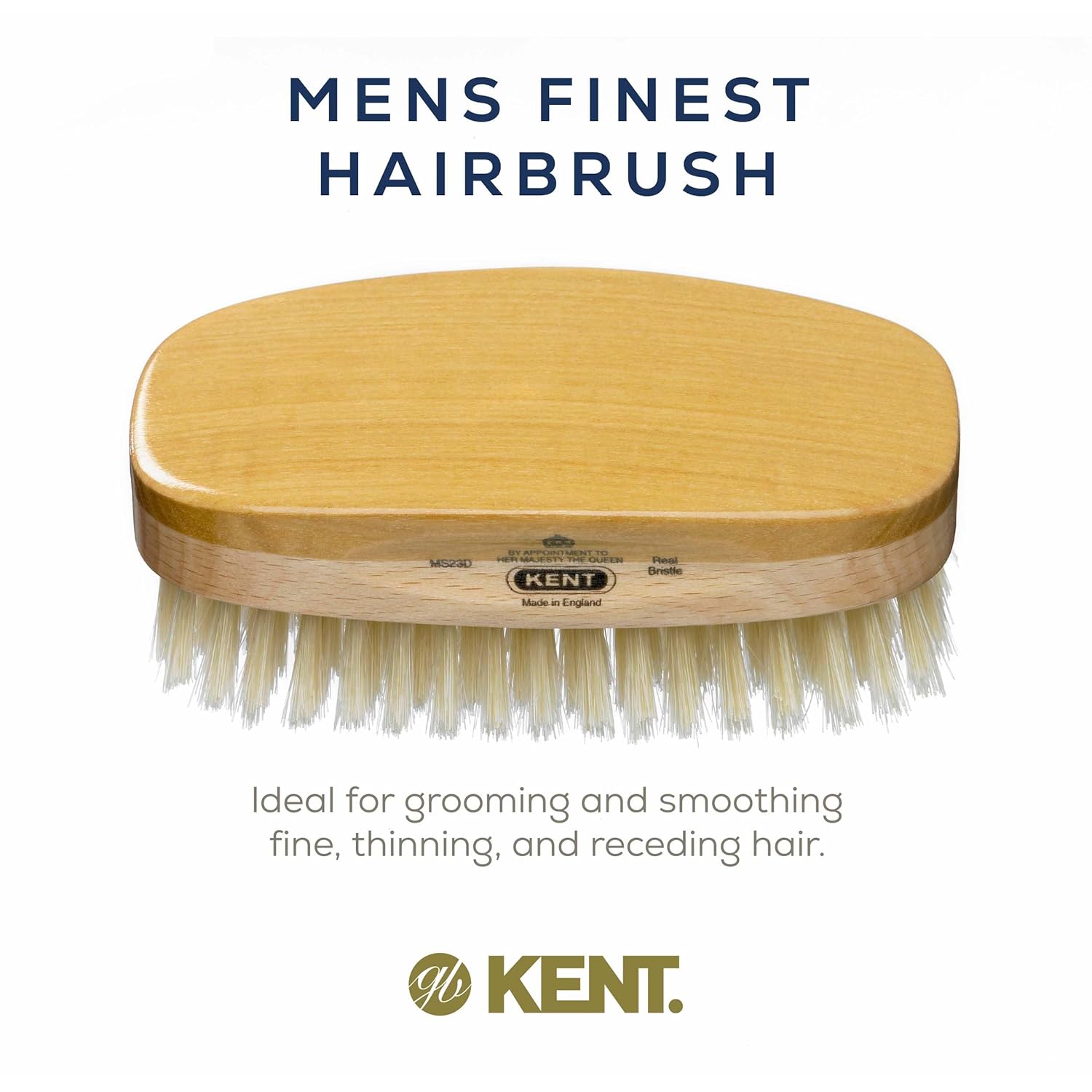 Mens Finest Soft White Boar Bristle Dual Wood Military Hair Brush