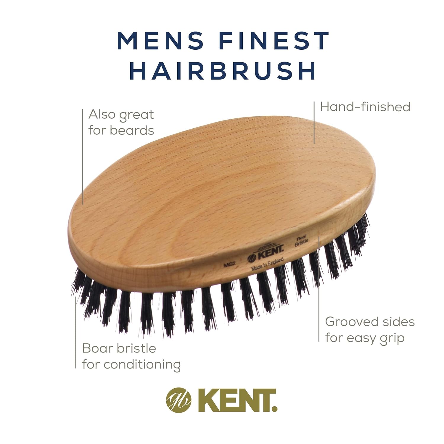 Mens Finest Black Boar Bristle Military Hair Brush