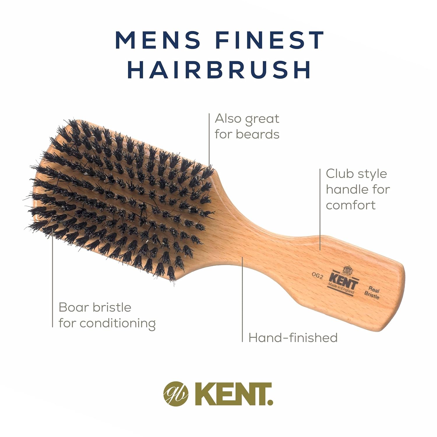 Mens Finest Boar Bristle Club Hair Brush
