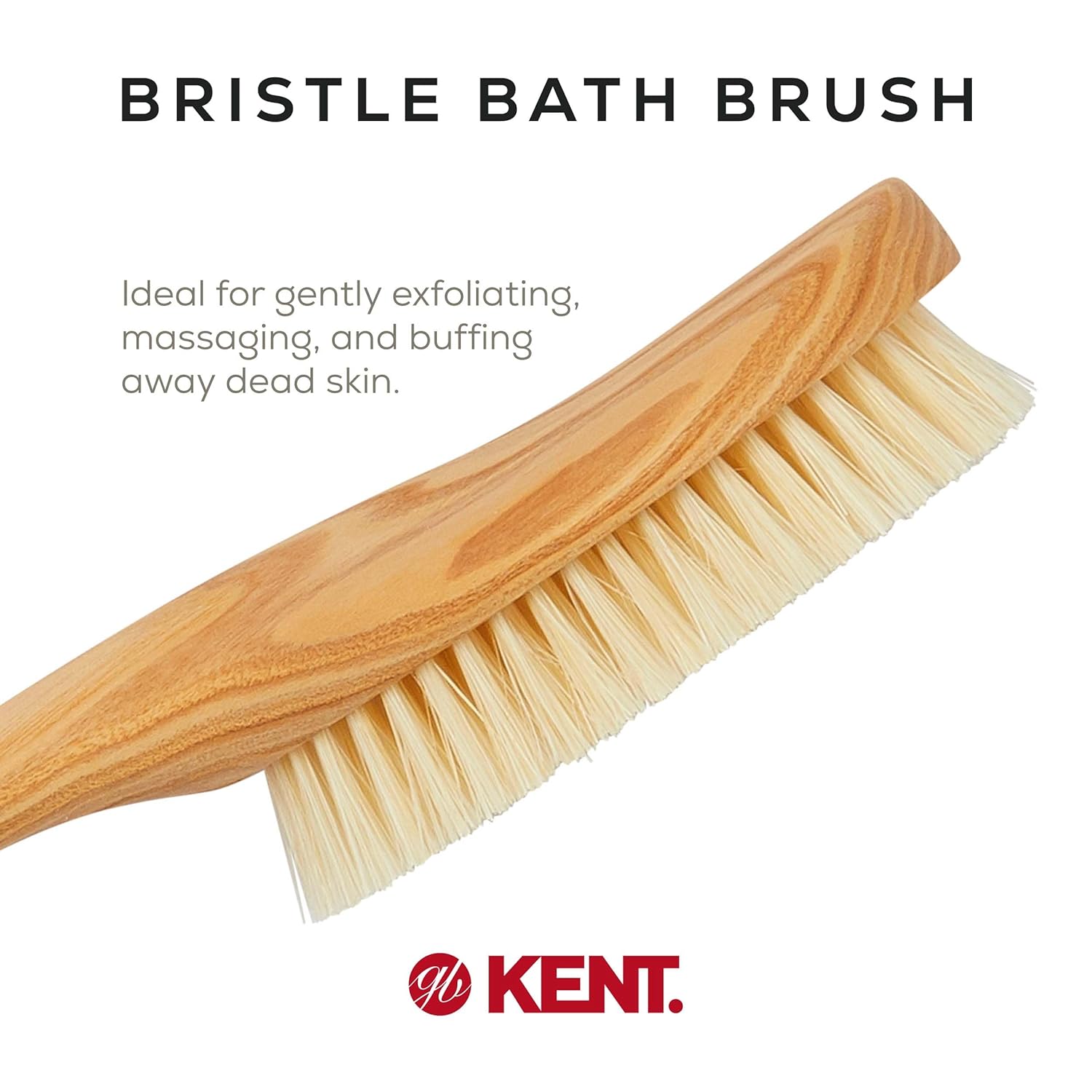 White Boar Bristle Exfoliating Shower Brush with Handle