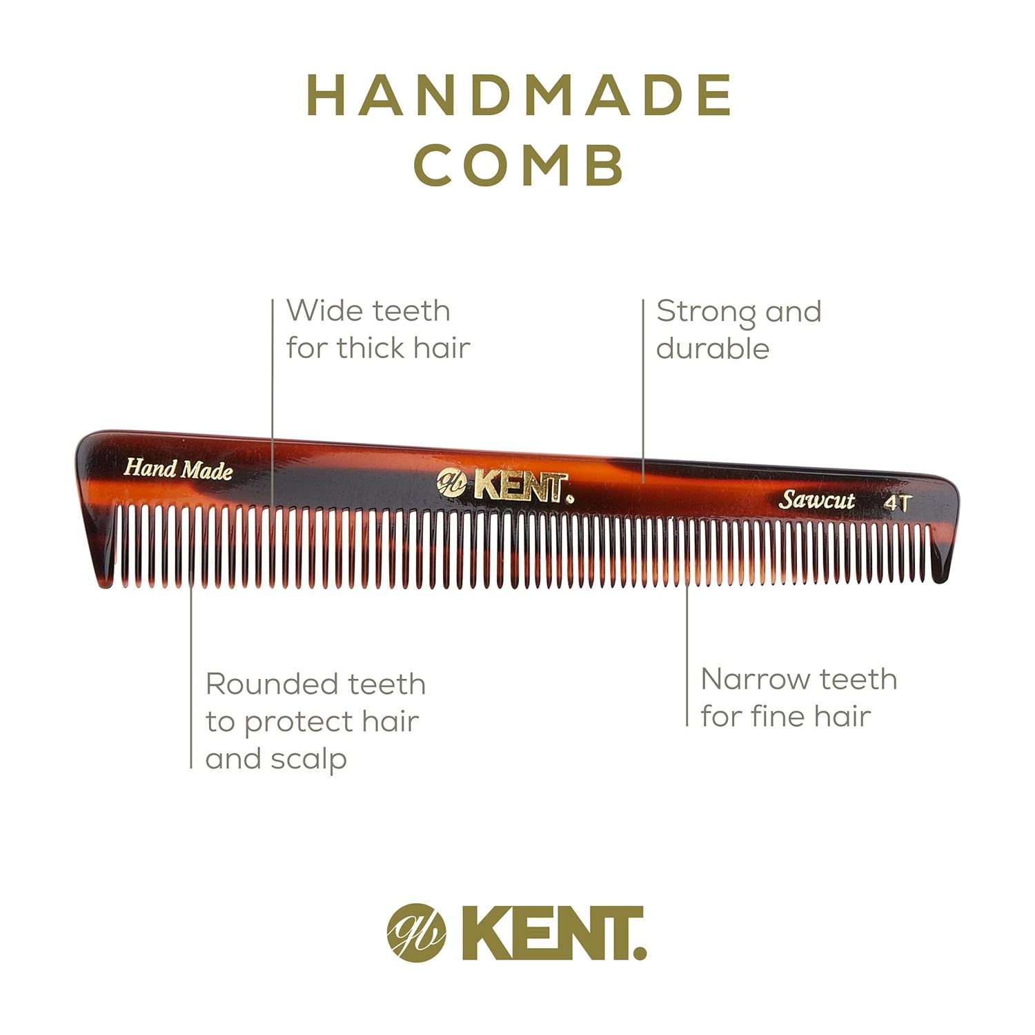 6" Handmade Fine and Wide Tooth Tapered Dressing Comb