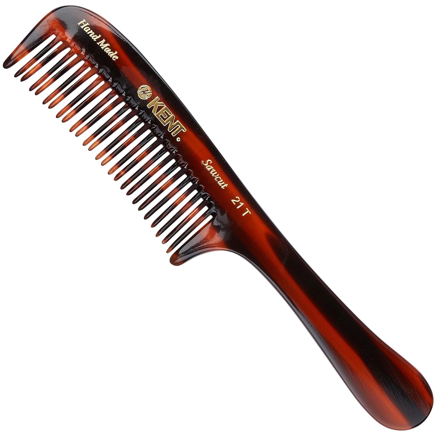 7.8" Handmade Double Row Wide Tooth Detangle Comb with Handle