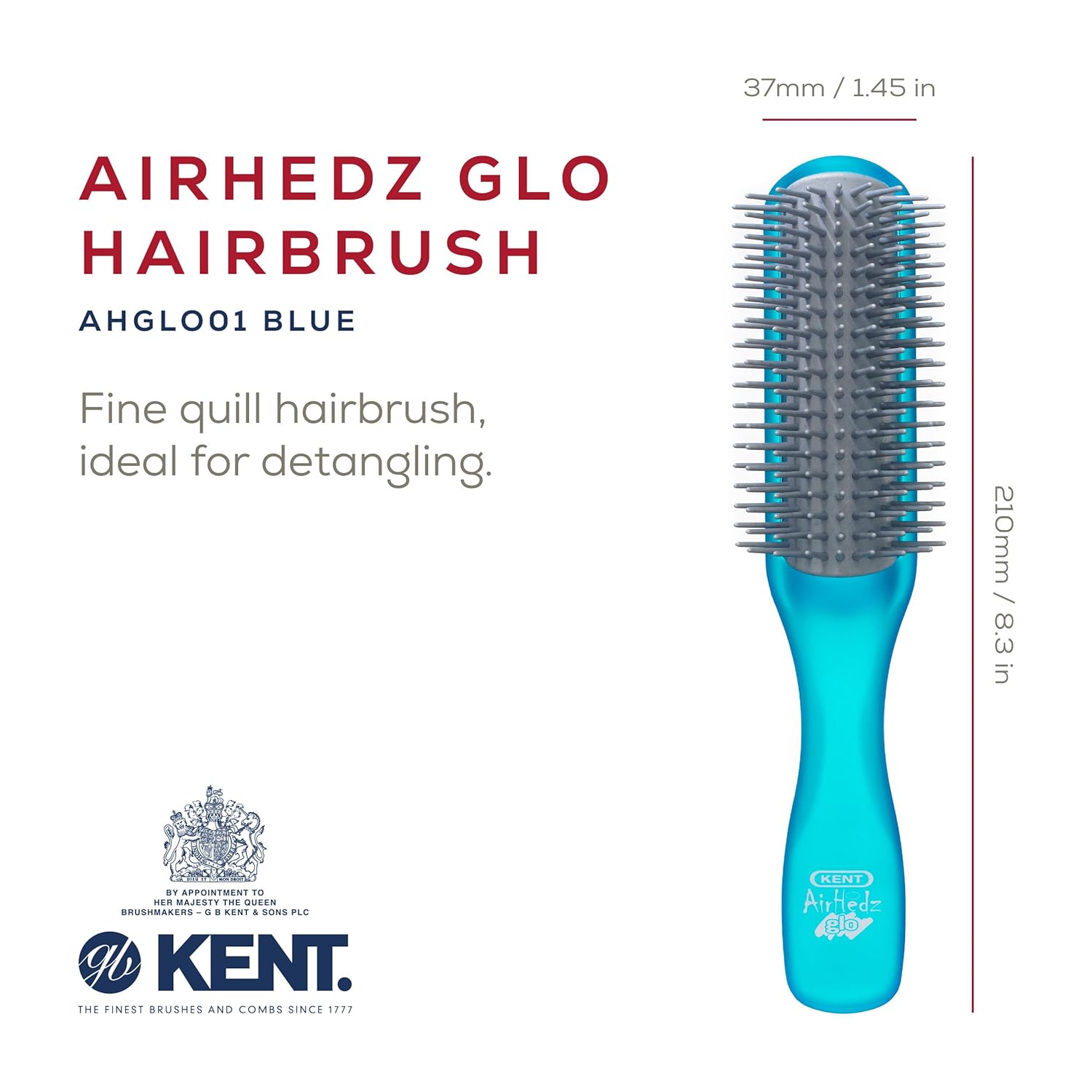 Airhedz Glo Half Round 9 Row Detangling Hair Brush