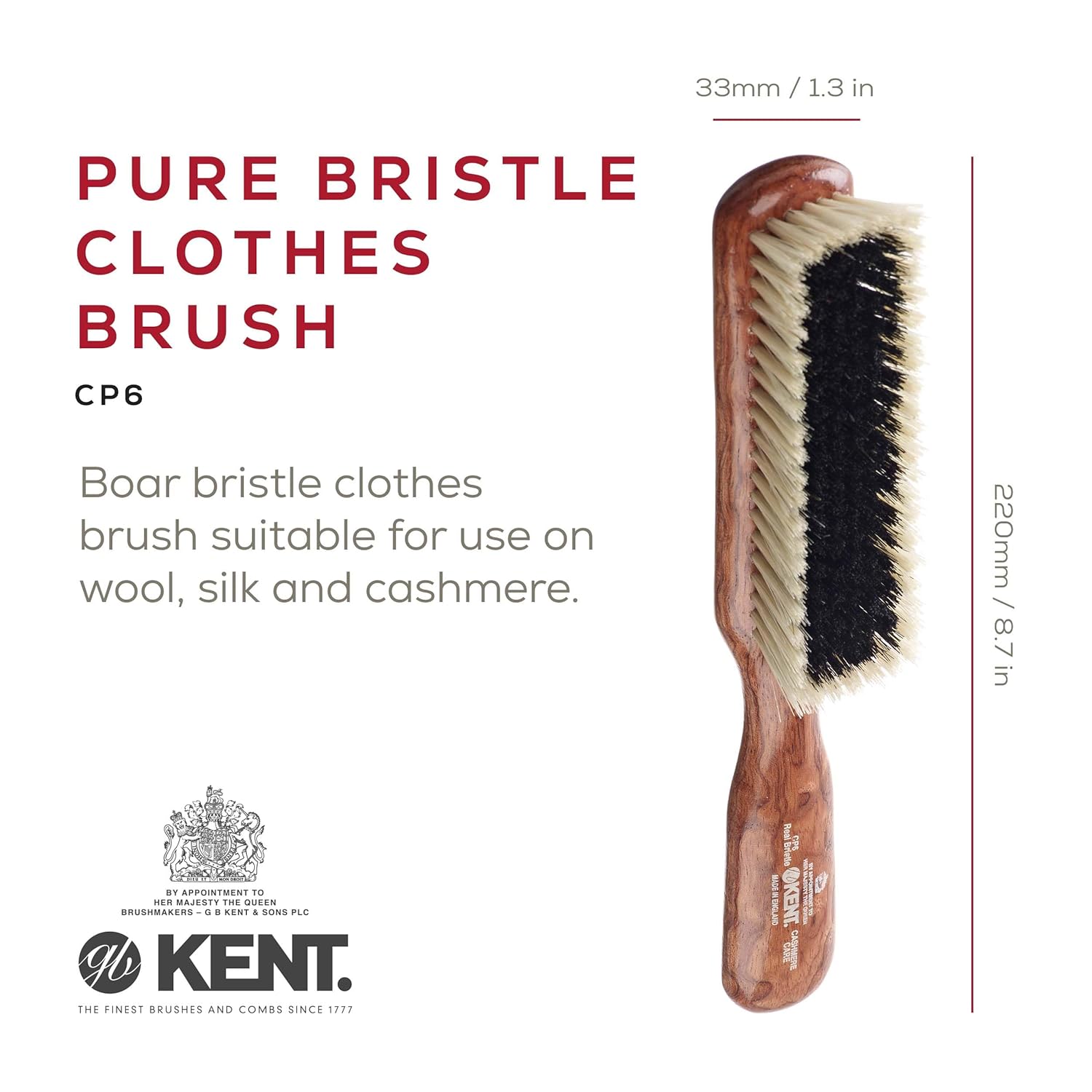 Clothes Brush for Cashmere Care Bristle and Nylon Mix