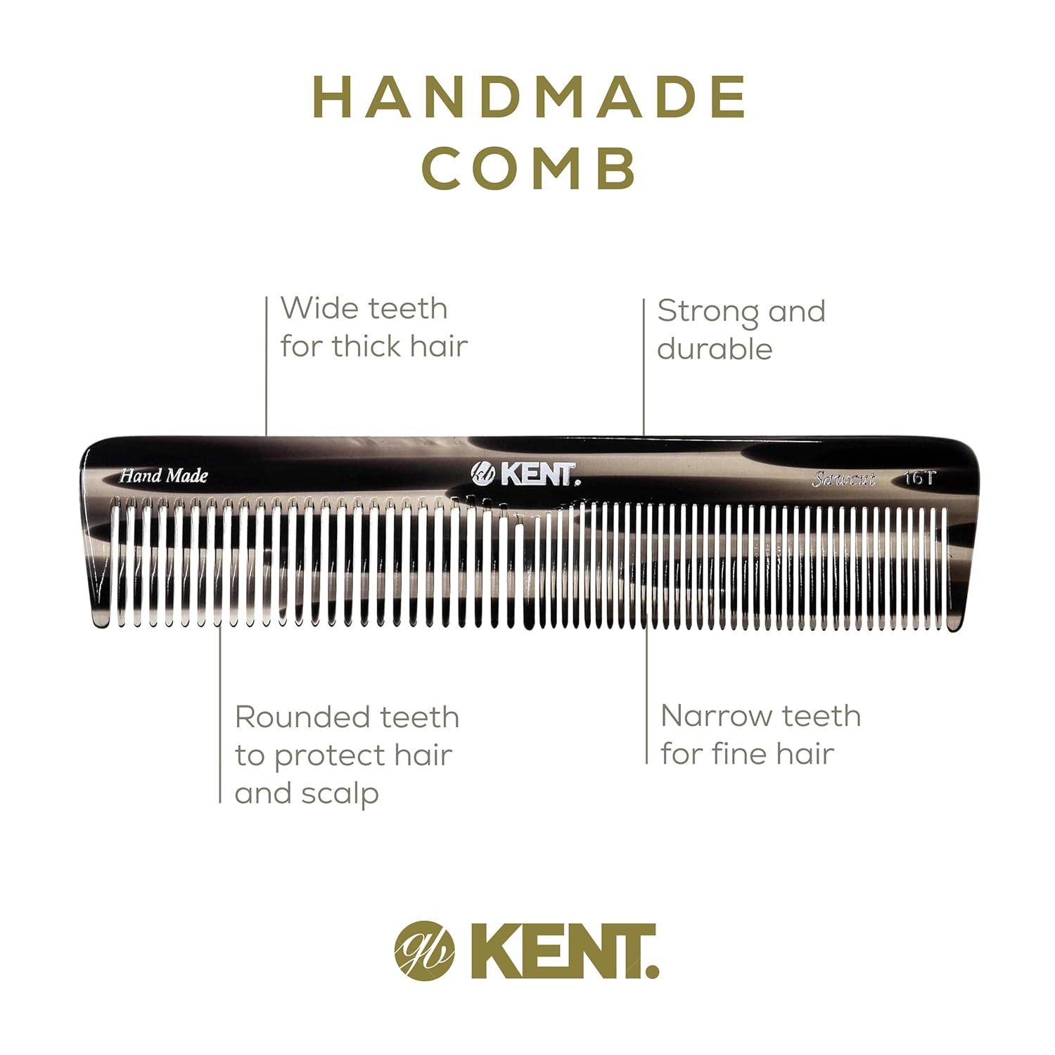 7.2" Handmade Fine and Wide Tooth Detangling Comb
