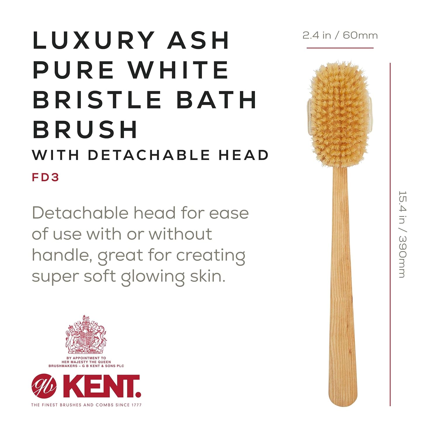 Boar Bristle Body Scrubbing Shower Brush with Detachable Head