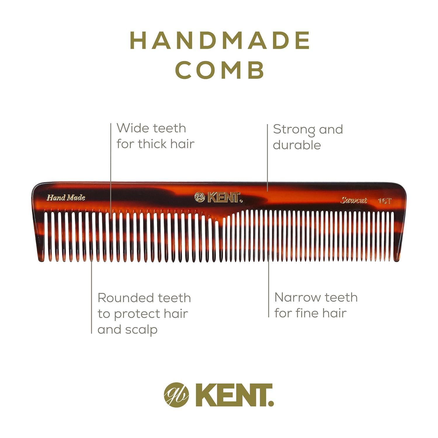 7.2" Handmade Fine and Wide Tooth Detangling Comb