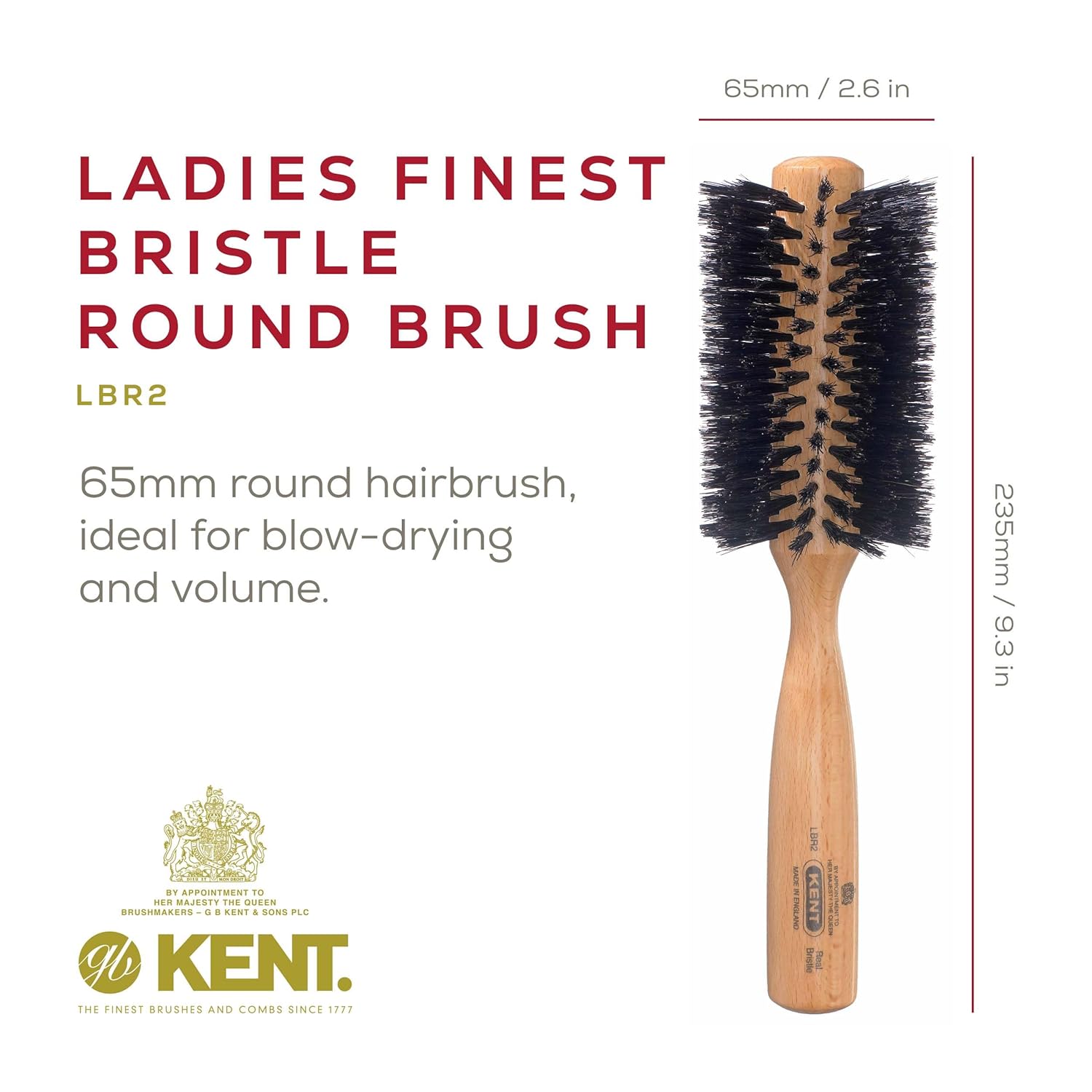 Ladies Finest Black Boar Bristle Medium Round Hair Brush