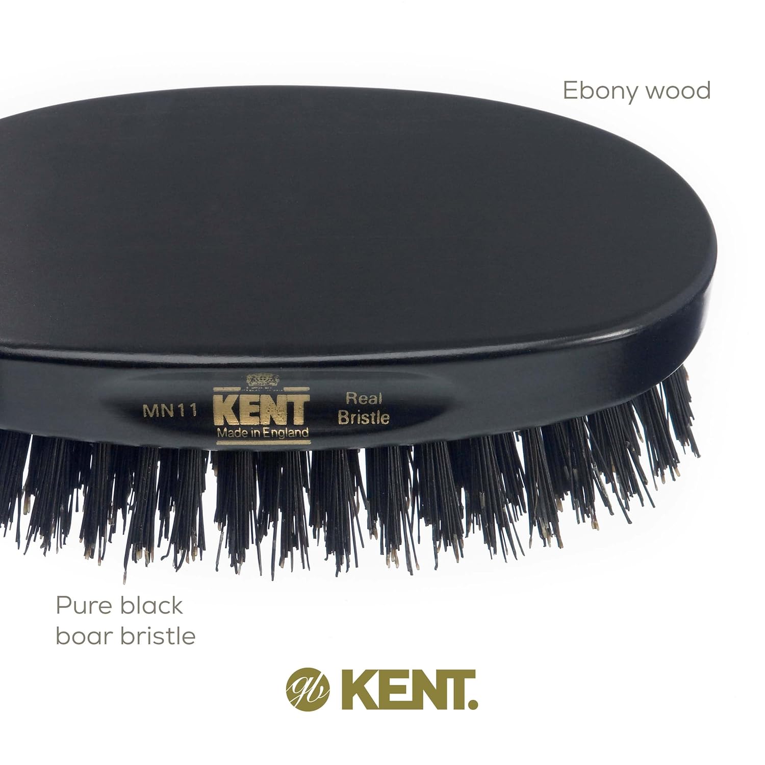 Kent MN11 Oval Ebony Wood Brush