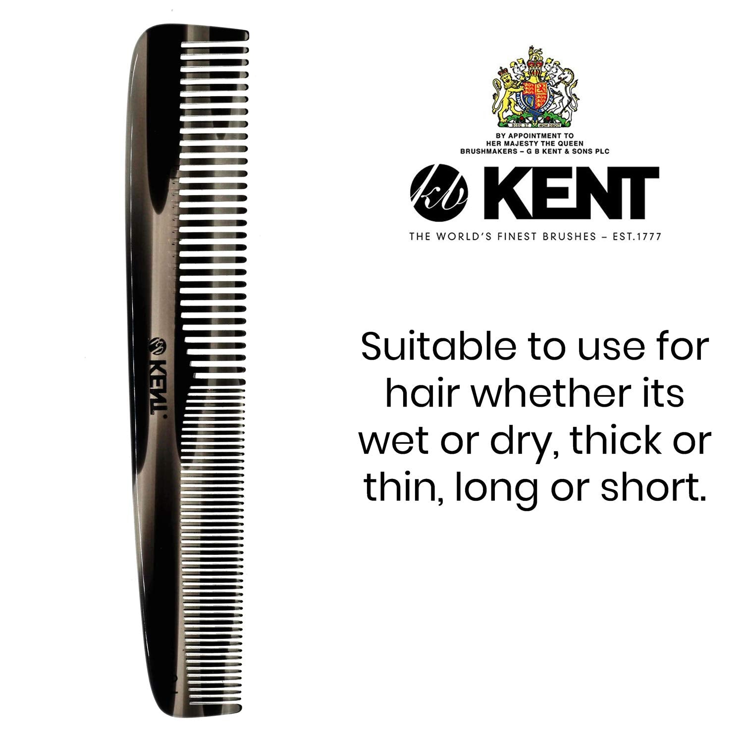 7.5" Handmade Fine and Wide Tooth Tapered Dressing Comb