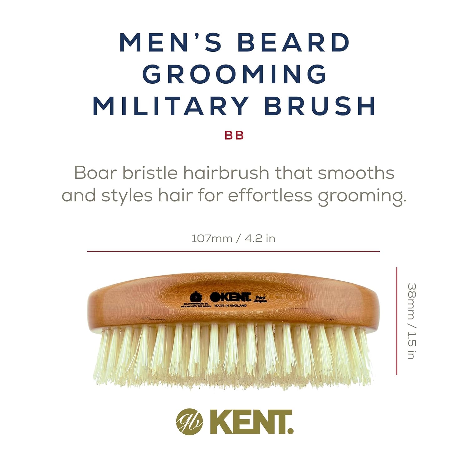Men's Oval White Bristle Military Hair Brush