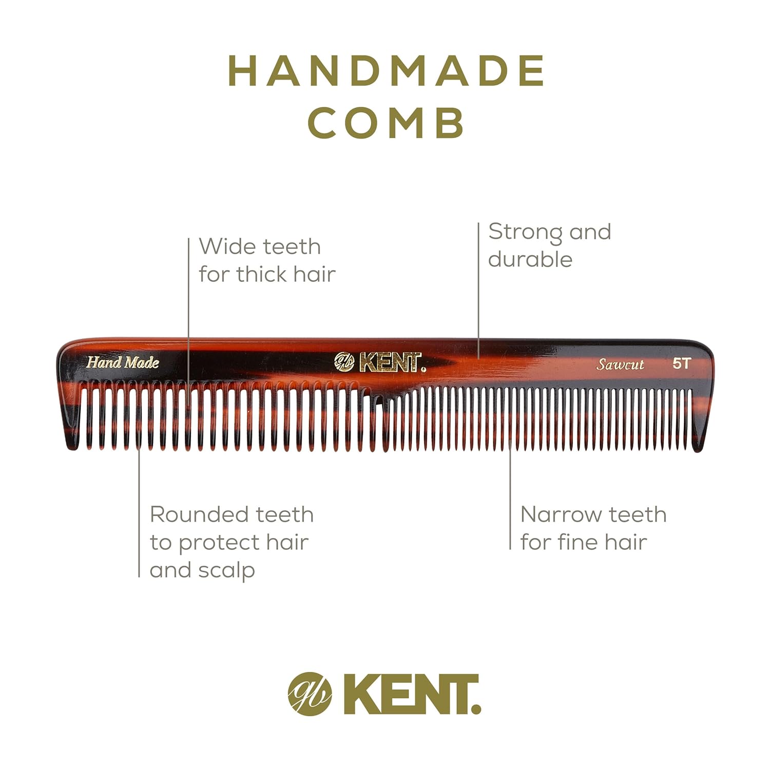 6.6" Handmade Fine and Wide Tooth Dressing Comb
