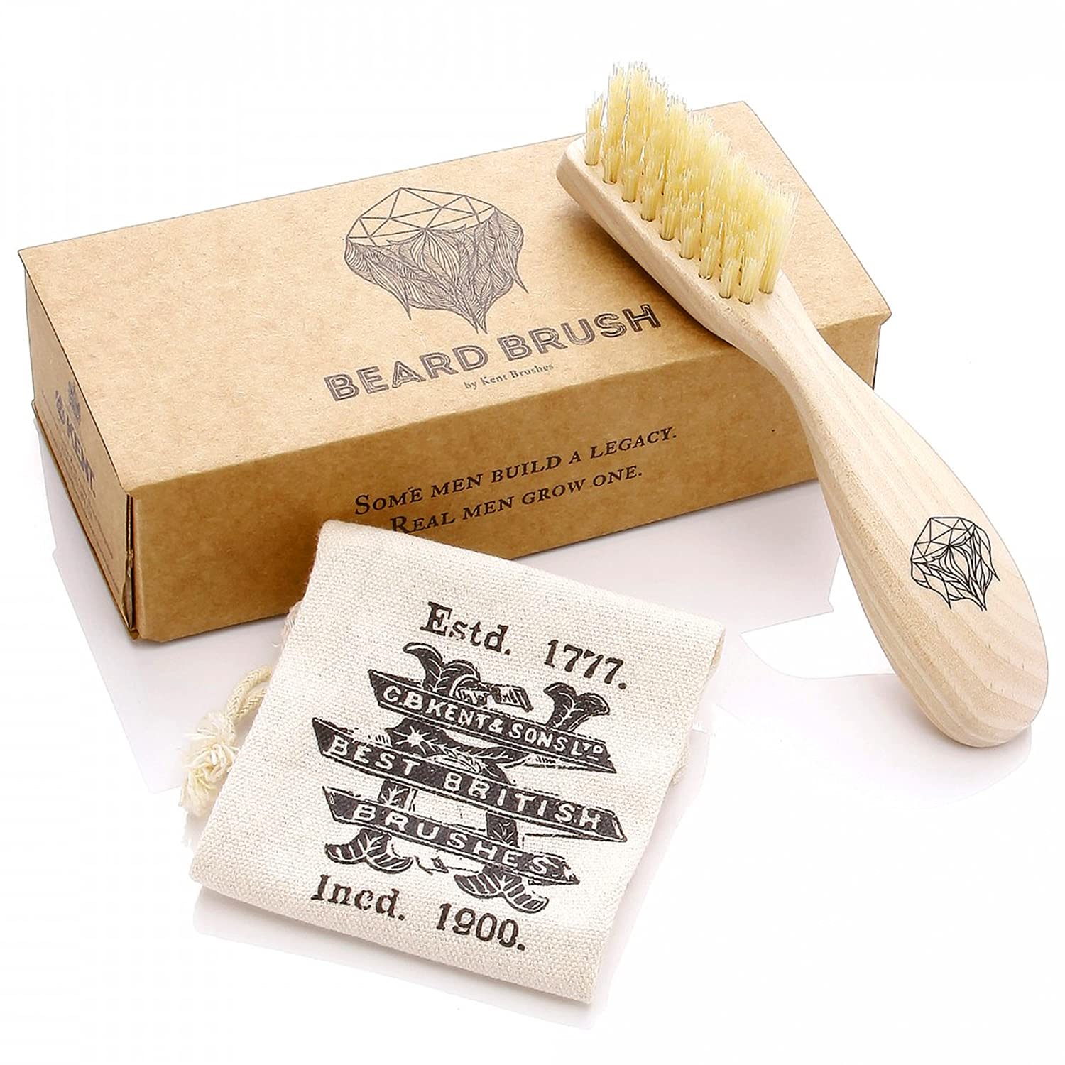 Wooden Specially Cut Boar Bristle Beard Brush - Right Handed