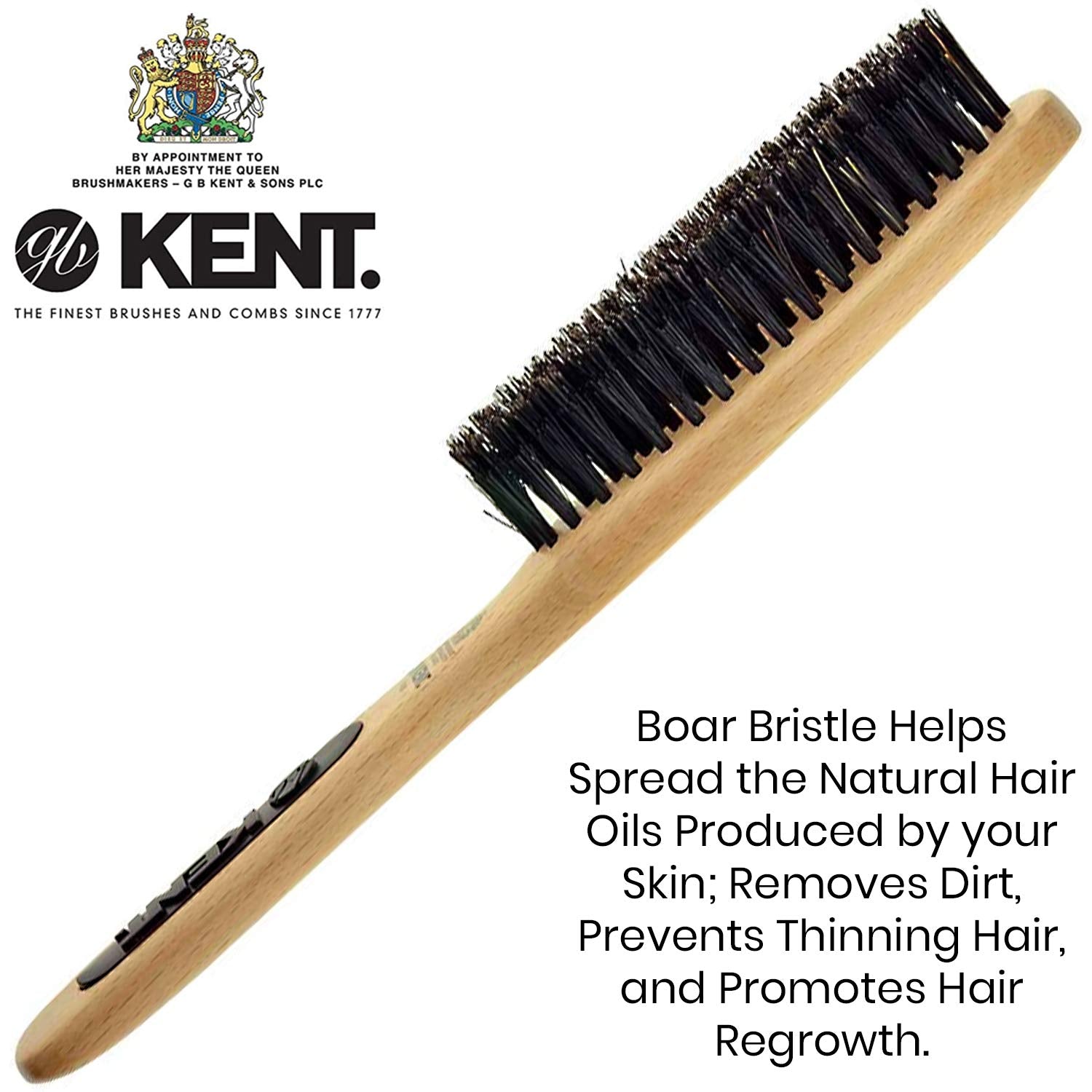 Black Boar Bristle Narrow Grooming Hair Brush