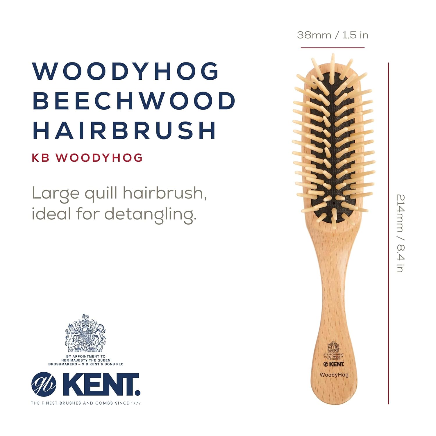Woodyhog Wood Bristle Narrow Detangling Hair Brush