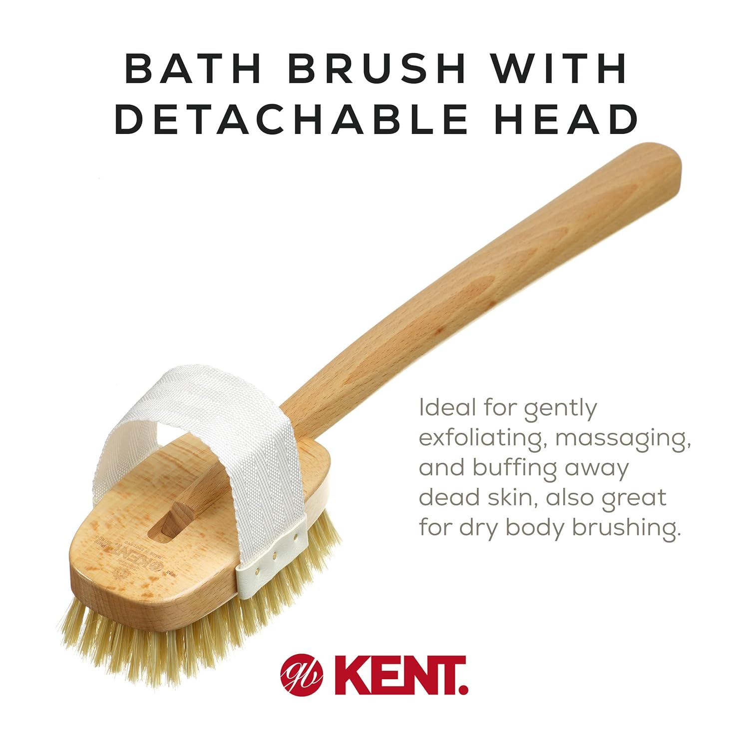 Boar Bristle Body Scrubbing Shower Brush with Detachable Head