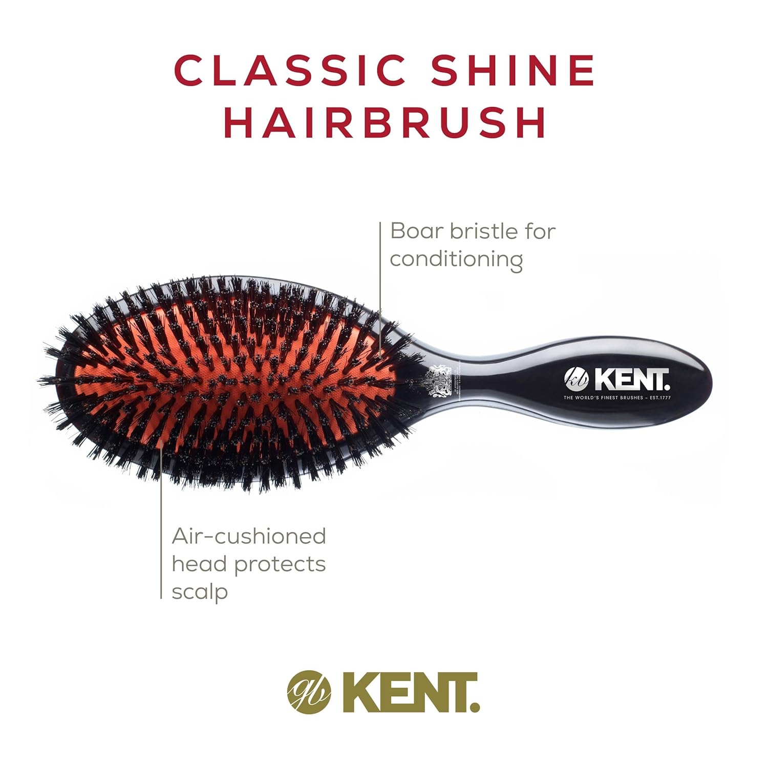 Classic Shine Black Boar Bristle Oval Hair Brush