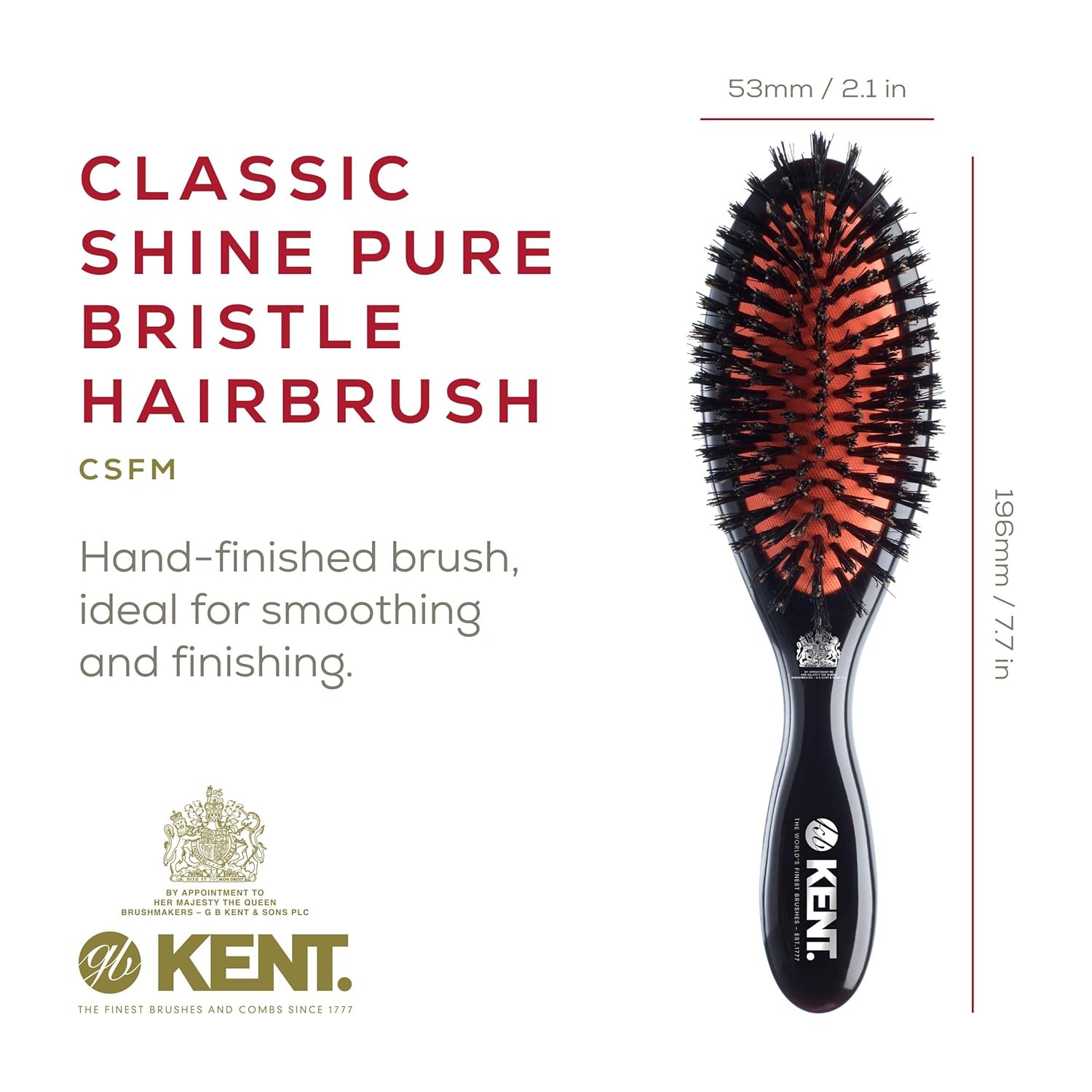 Classic Shine Black Boar Bristle Oval Hair Brush