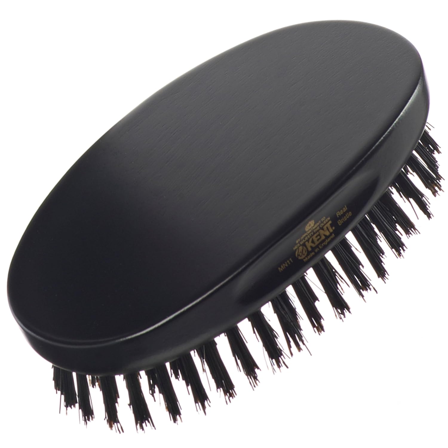 Mens Finest Black Boar Bristle Ebony Wood Military Hair Brush