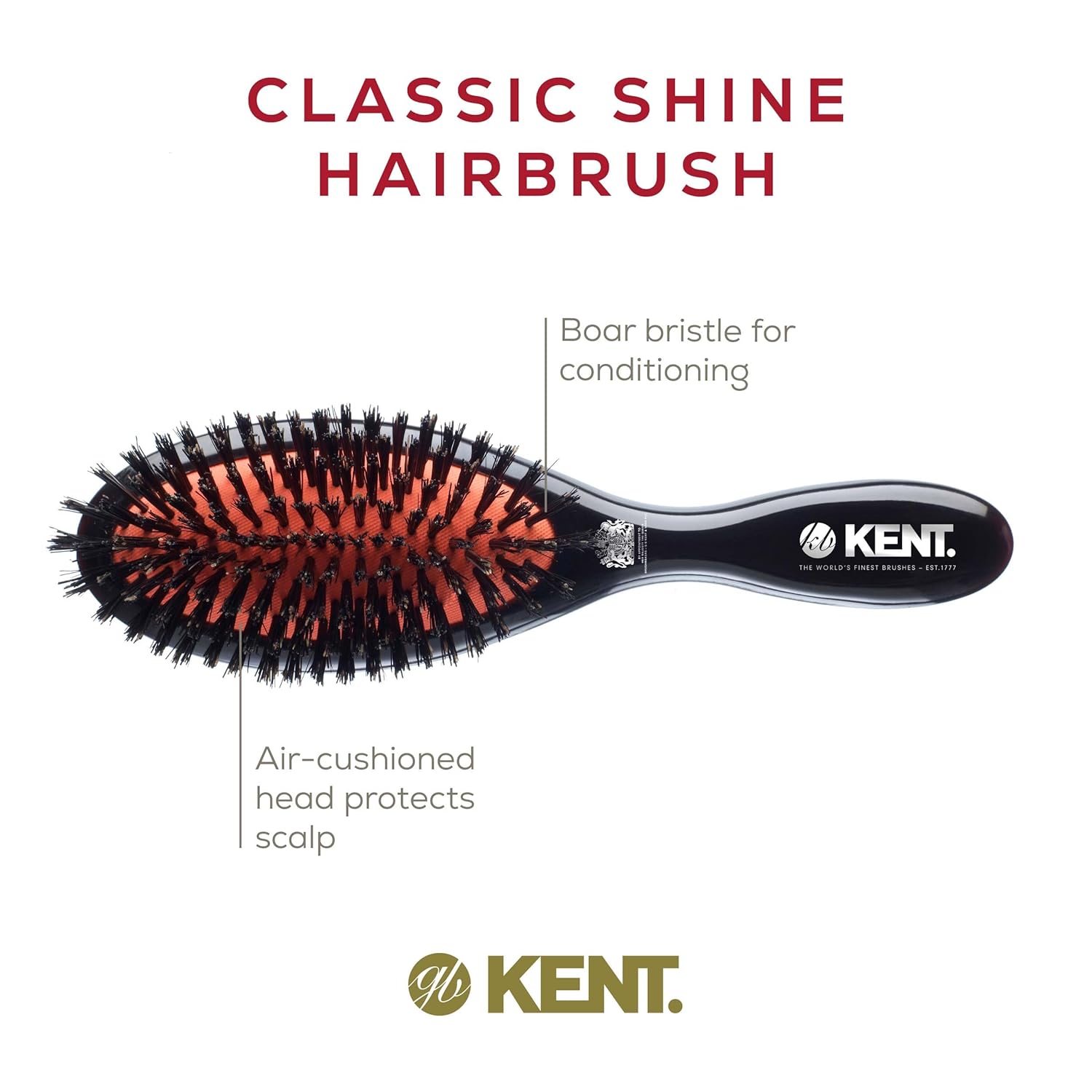 Classic Shine Black Boar Bristle Oval Hair Brush