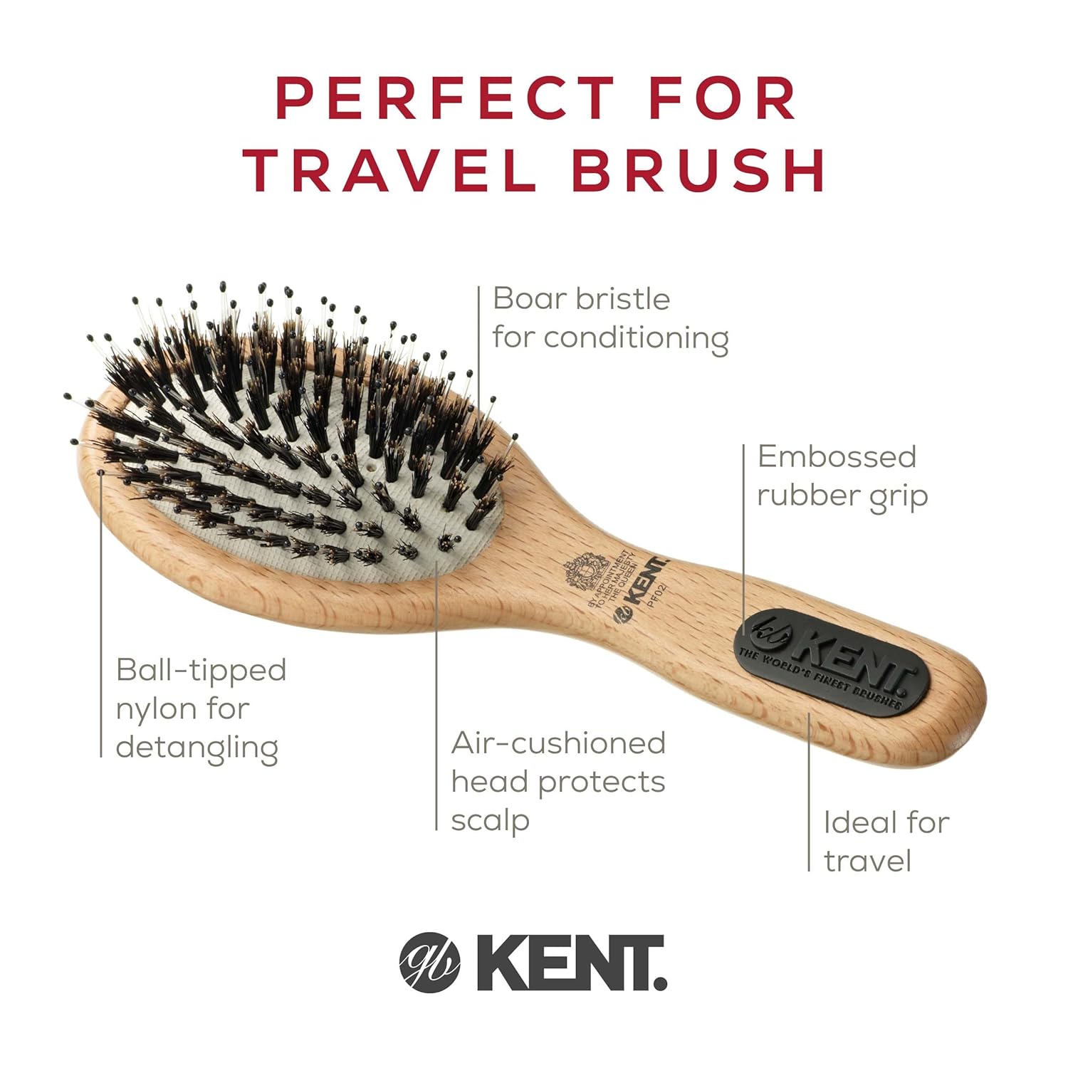 "Perfect For" Nylon Bristle and Boar Bristle Travel Size Smoothing Hair Brush