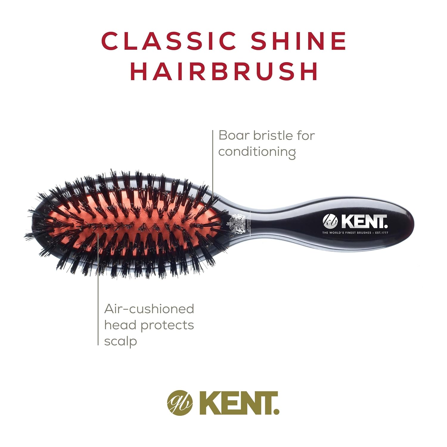 Classic Shine Black Boar Bristle Oval Hair Brush
