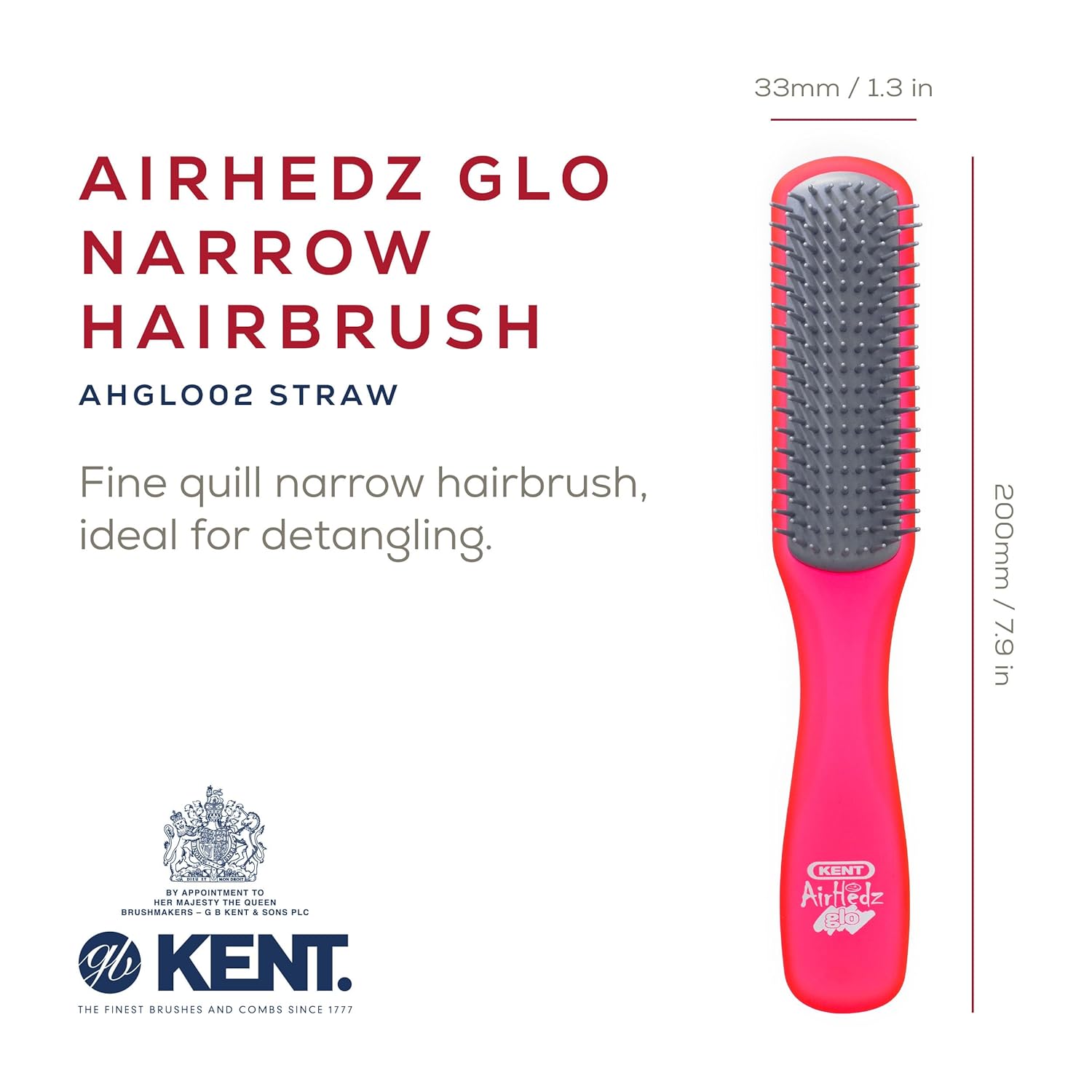 Airhedz Glo Flat 9 Row Detangling Hair Brush