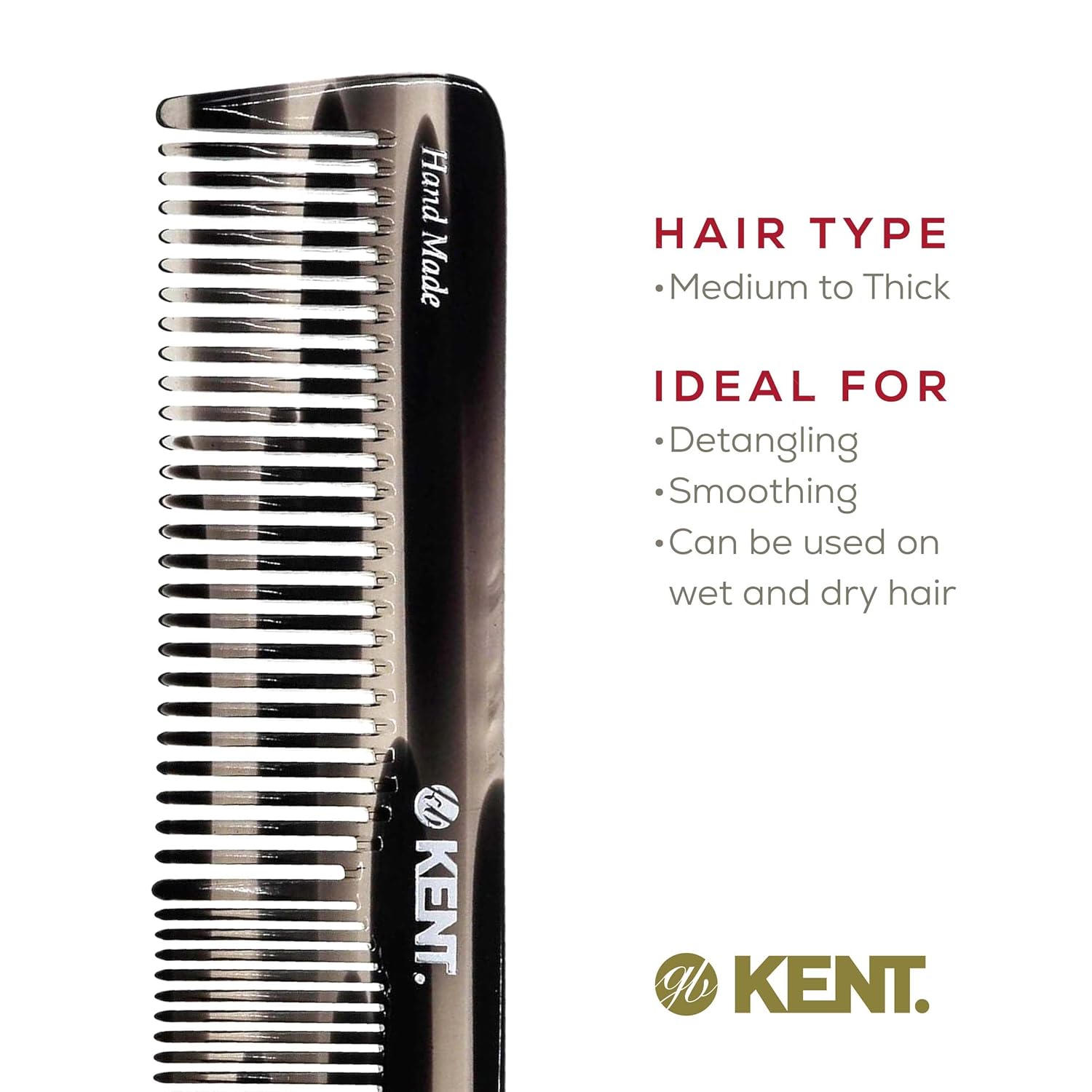 7.2" Handmade Fine and Wide Tooth Detangling Comb