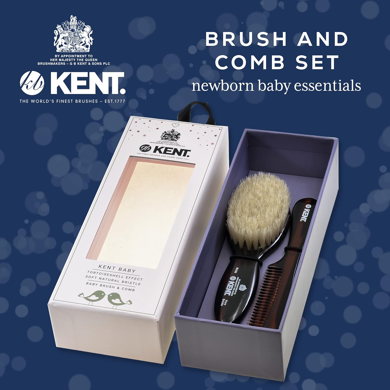 Soft White Boar Bristle Baby Hair Brush & Detangling Comb Kit