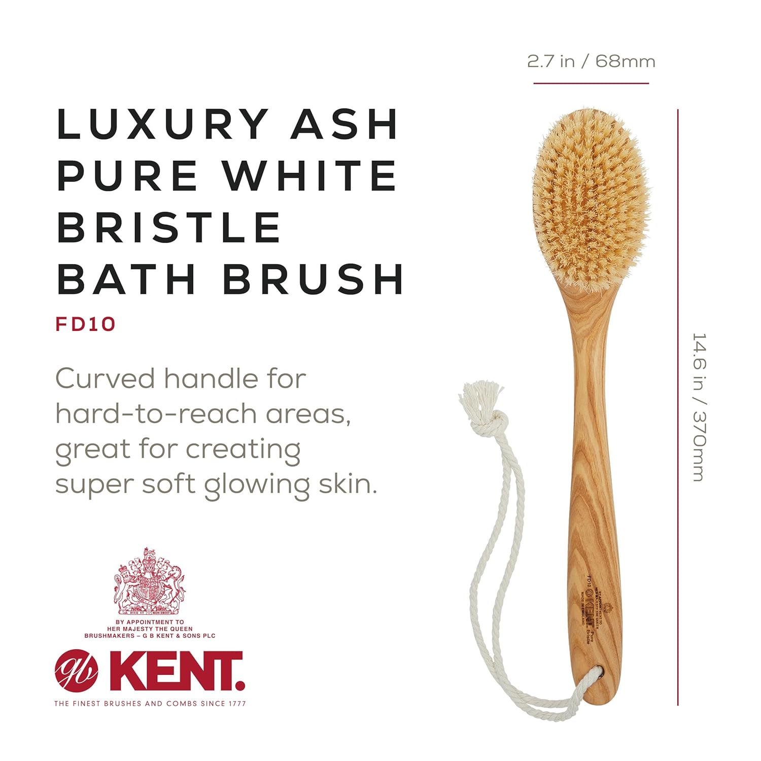 White Boar Bristle Exfoliating Shower Brush with Handle