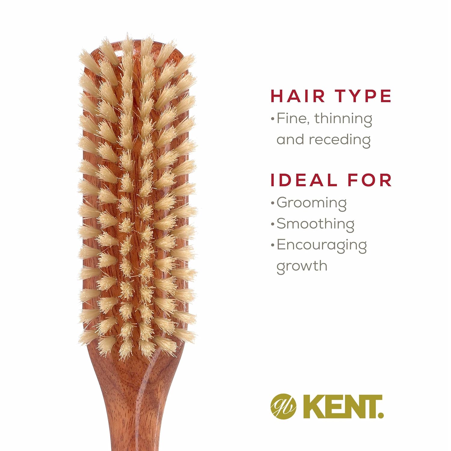 Ladies Finest Soft White Boar Bristle Darkwood Narrow Hair Brush