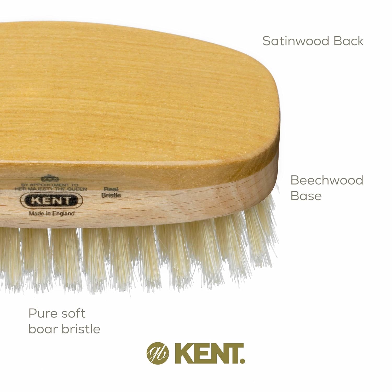 Mens Finest Soft White Boar Bristle Dual Wood Military Hair Brush