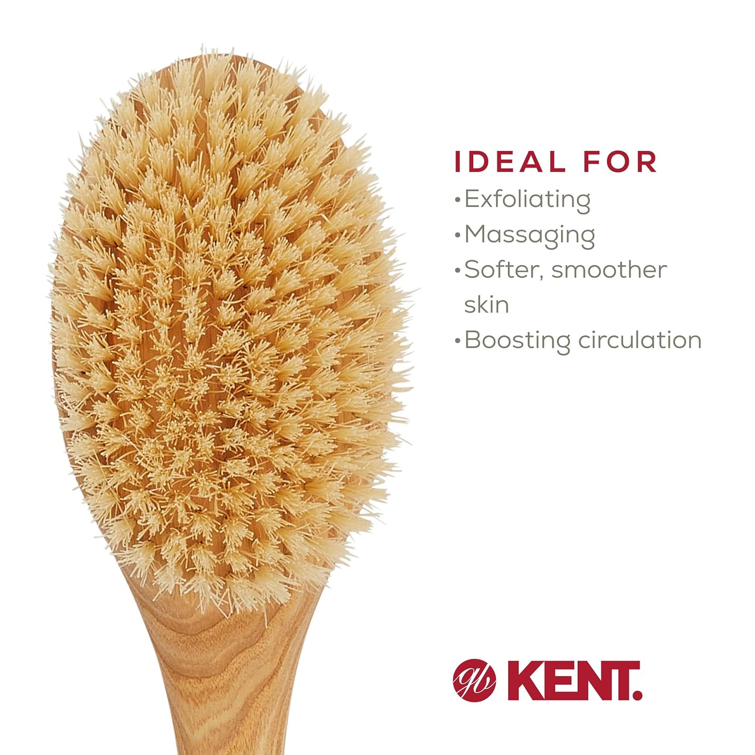 White Boar Bristle Exfoliating Shower Brush with Handle