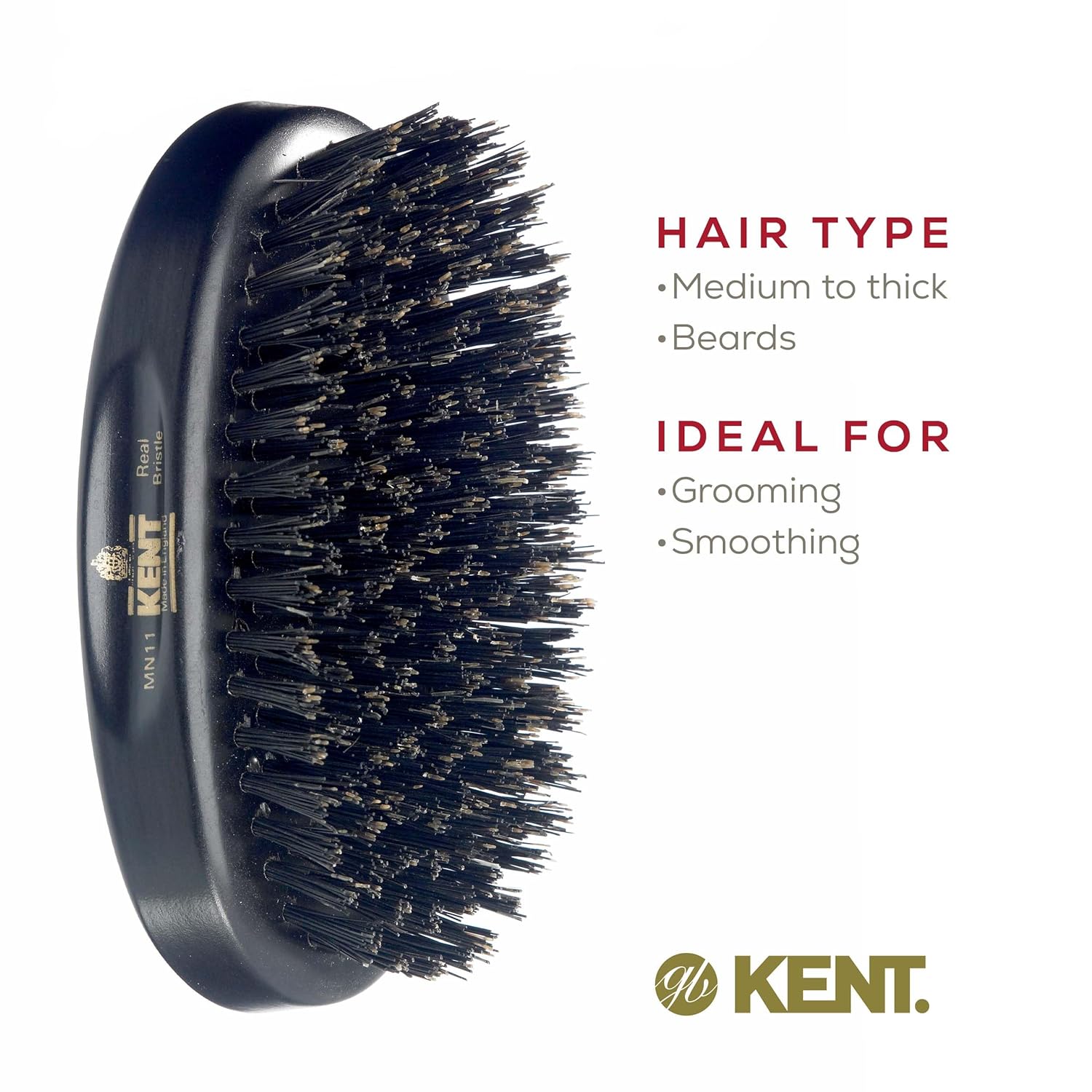 Kent MN11 Oval Ebony Wood Brush