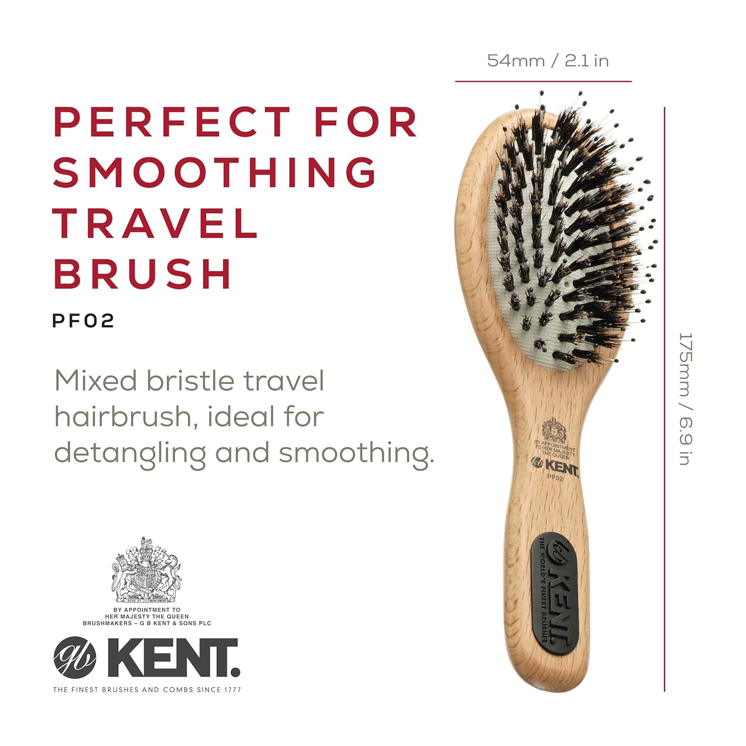 "Perfect For" Nylon Bristle and Boar Bristle Travel Size Smoothing Hair Brush