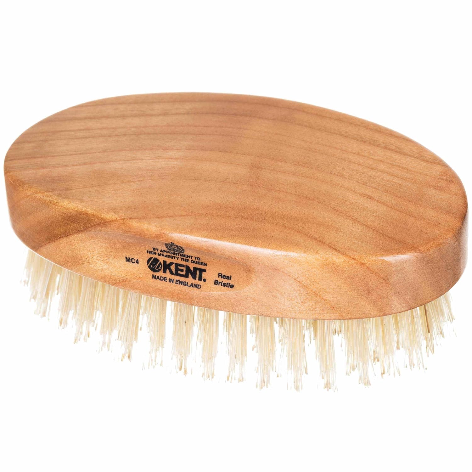 Mens Finest White Boar Bristle Cherrywood Military Hair Brush