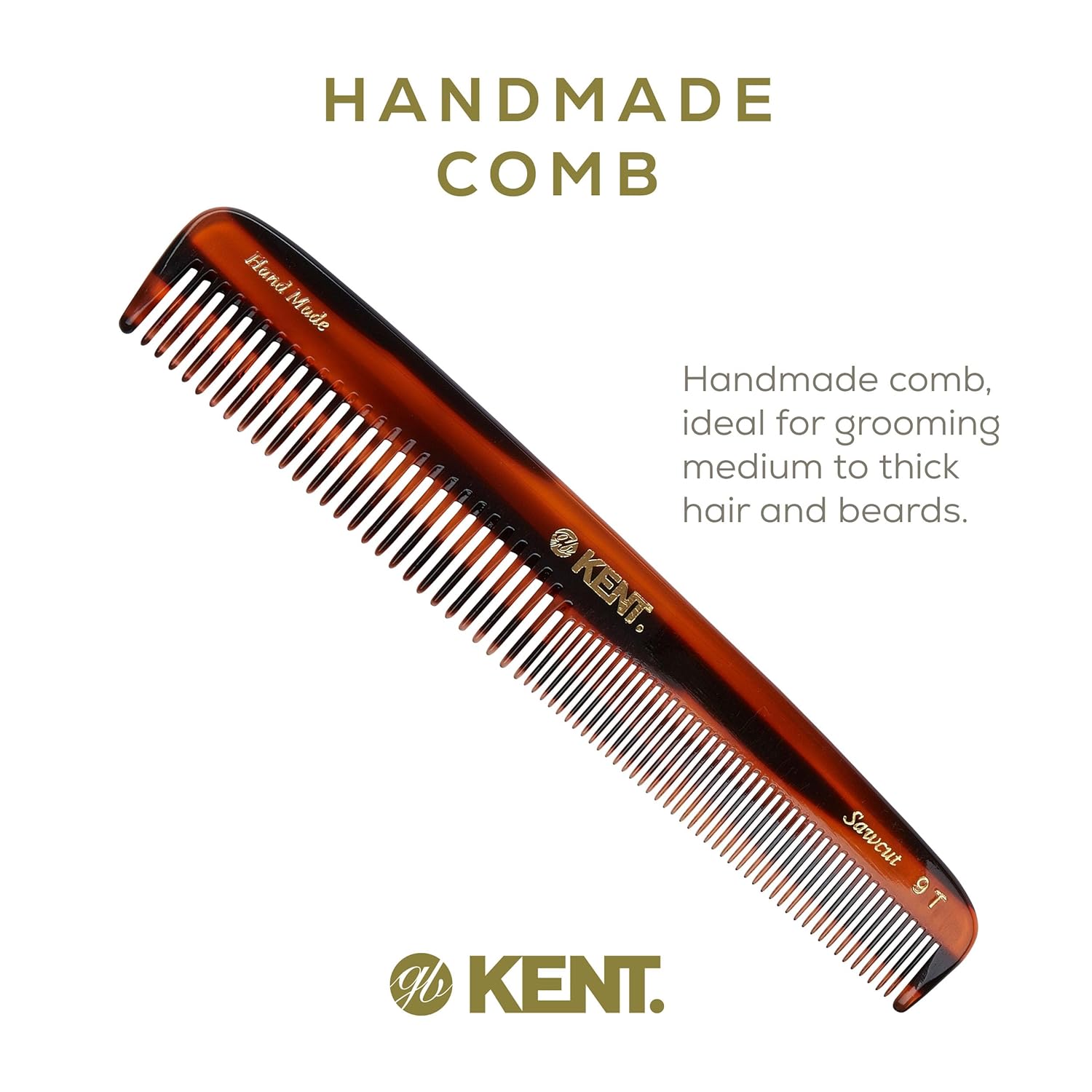7.5" Handmade Fine and Wide Tooth Tapered Dressing Comb