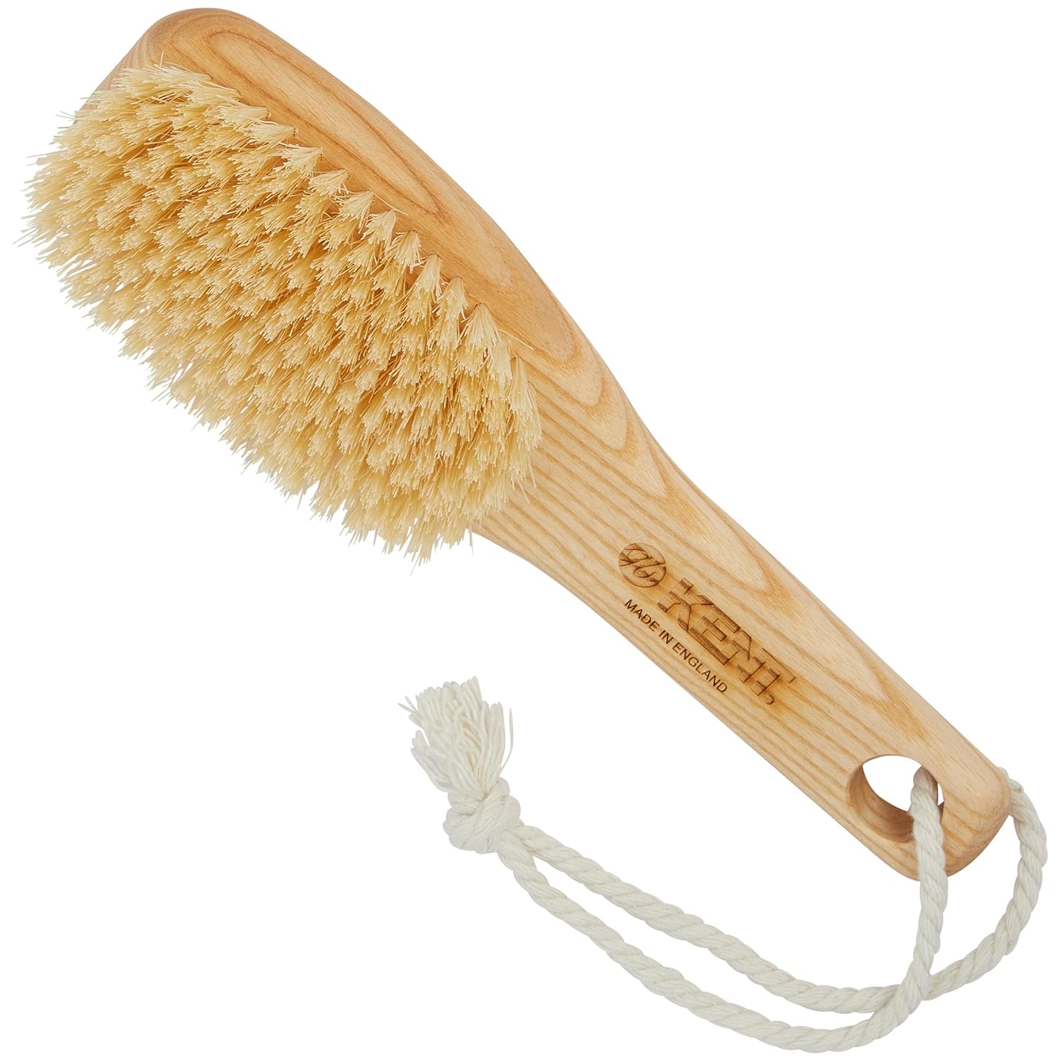 White Boar Bristle Short Handle Body Scrubbing Shower Brush