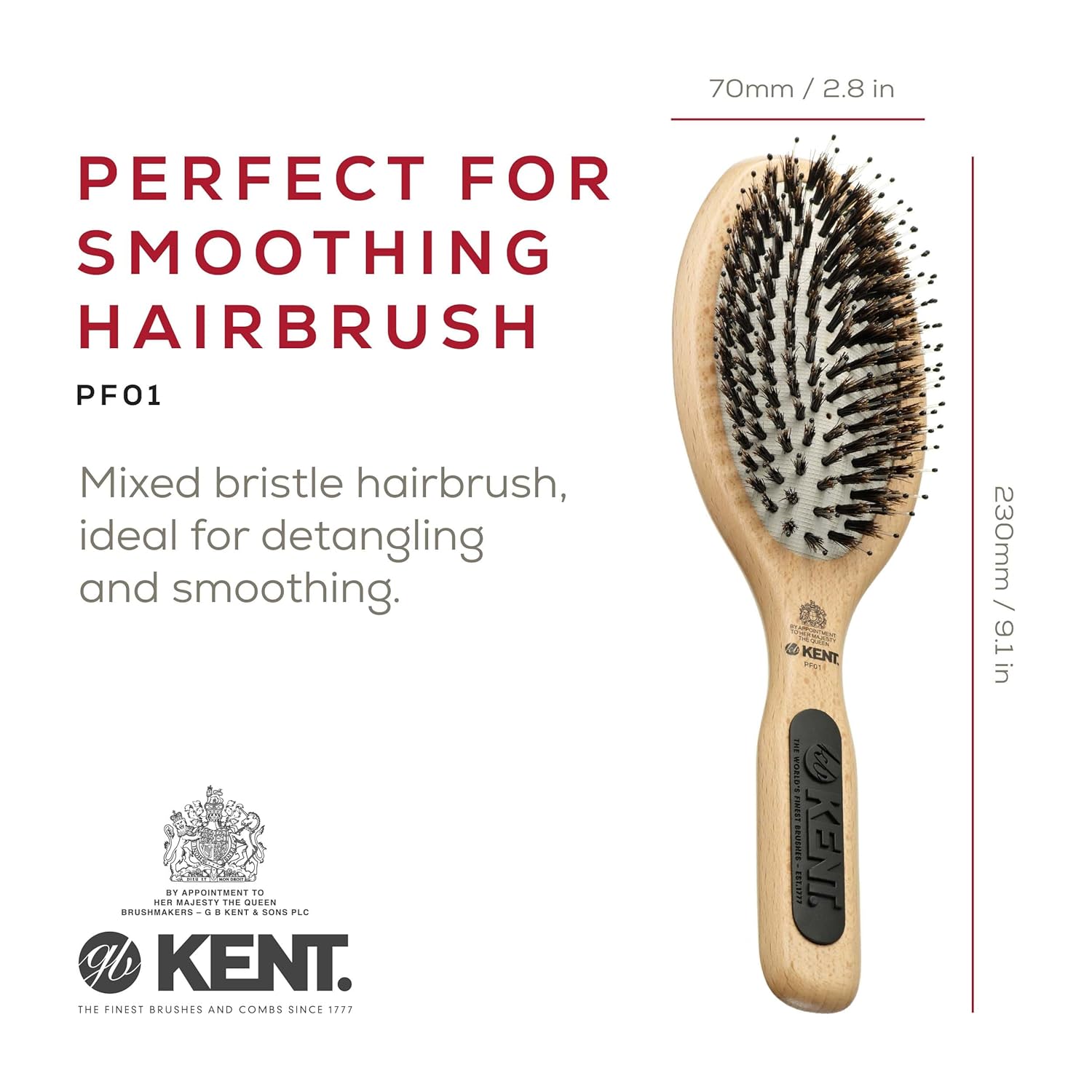 "Perfect For" Nylon Pins and Natural Bristle Large Smoothing Hair Brush