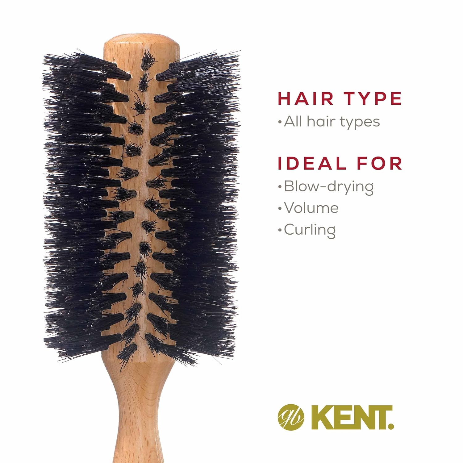 Ladies Finest Black Boar Bristle Medium Round Hair Brush