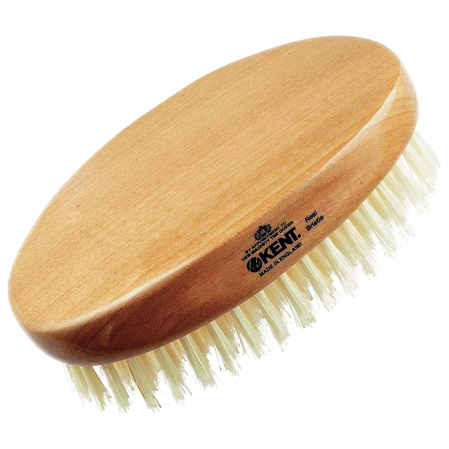 Men's Oval White Bristle Military Hair Brush