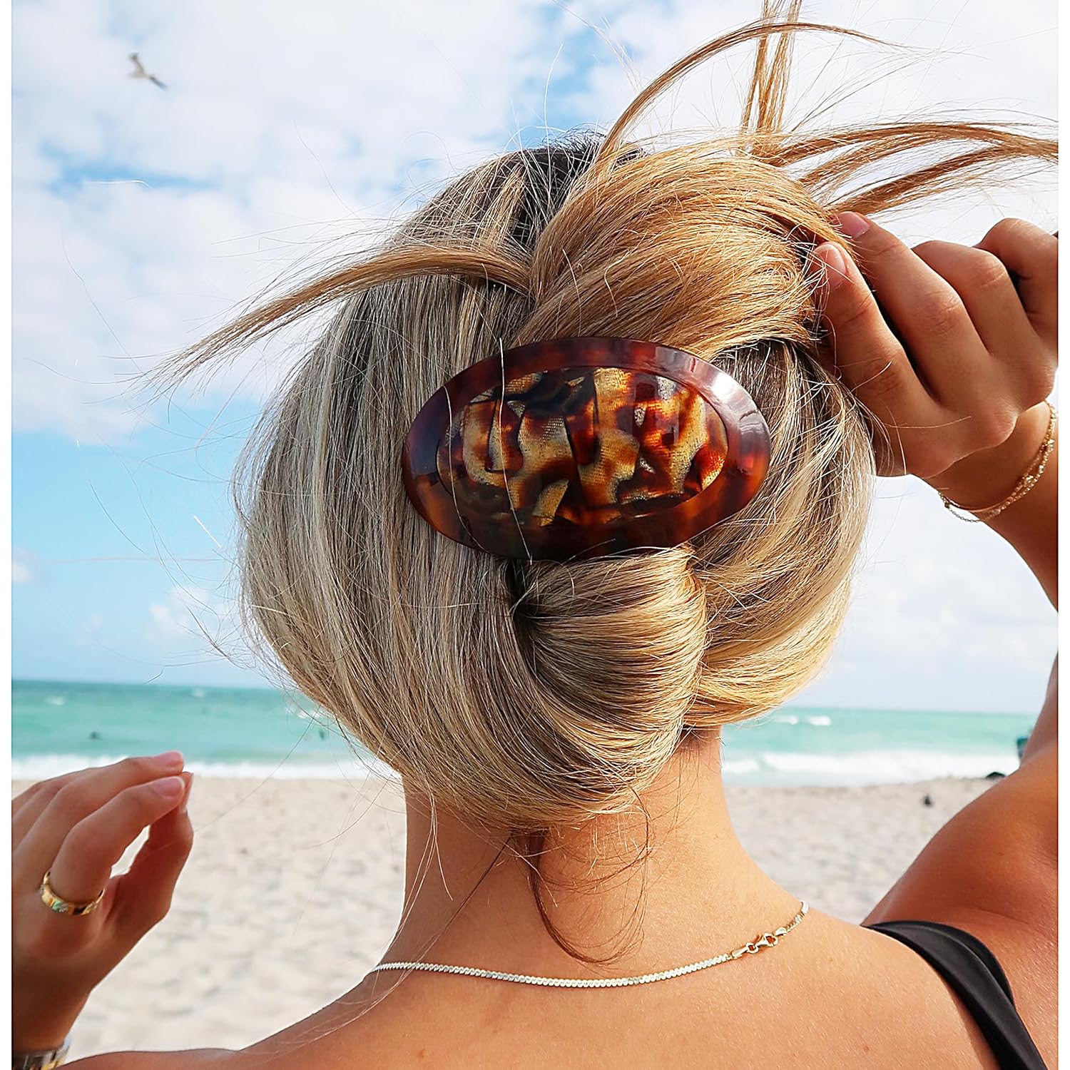 Camila Paris Hair Barrettes Oval Dual Tone Handmade